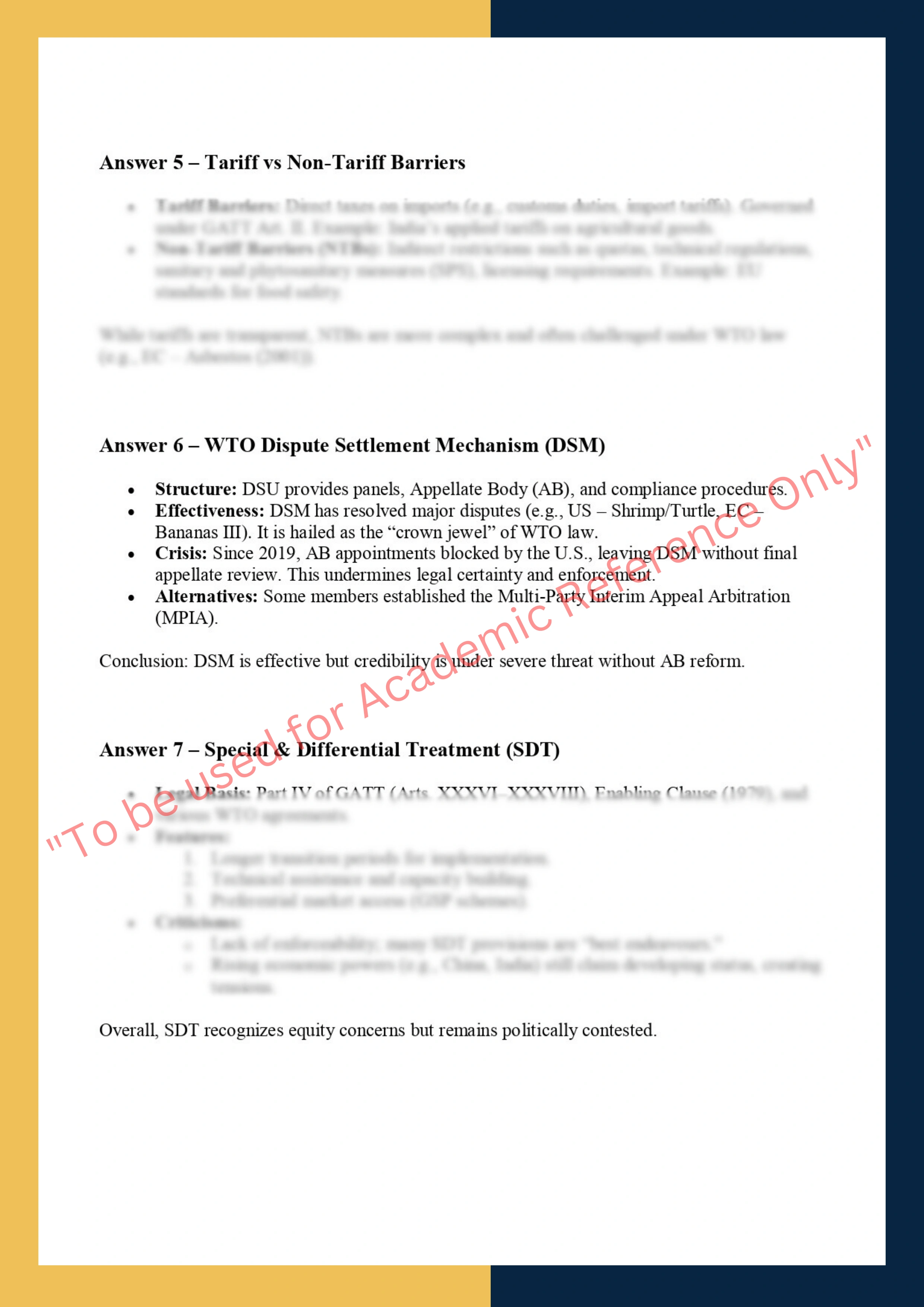 LAWS6063 – World Trade Organization Law I 3