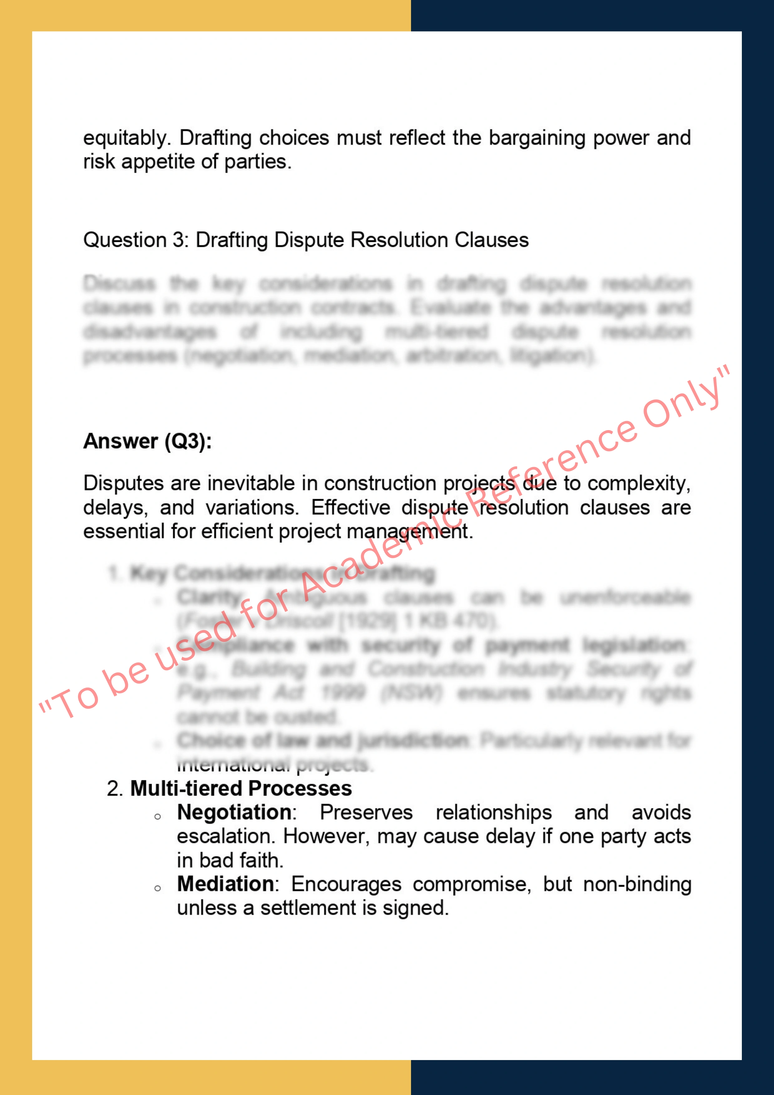 LAWS70270- Construction Contract Analysis,  Drafting 3