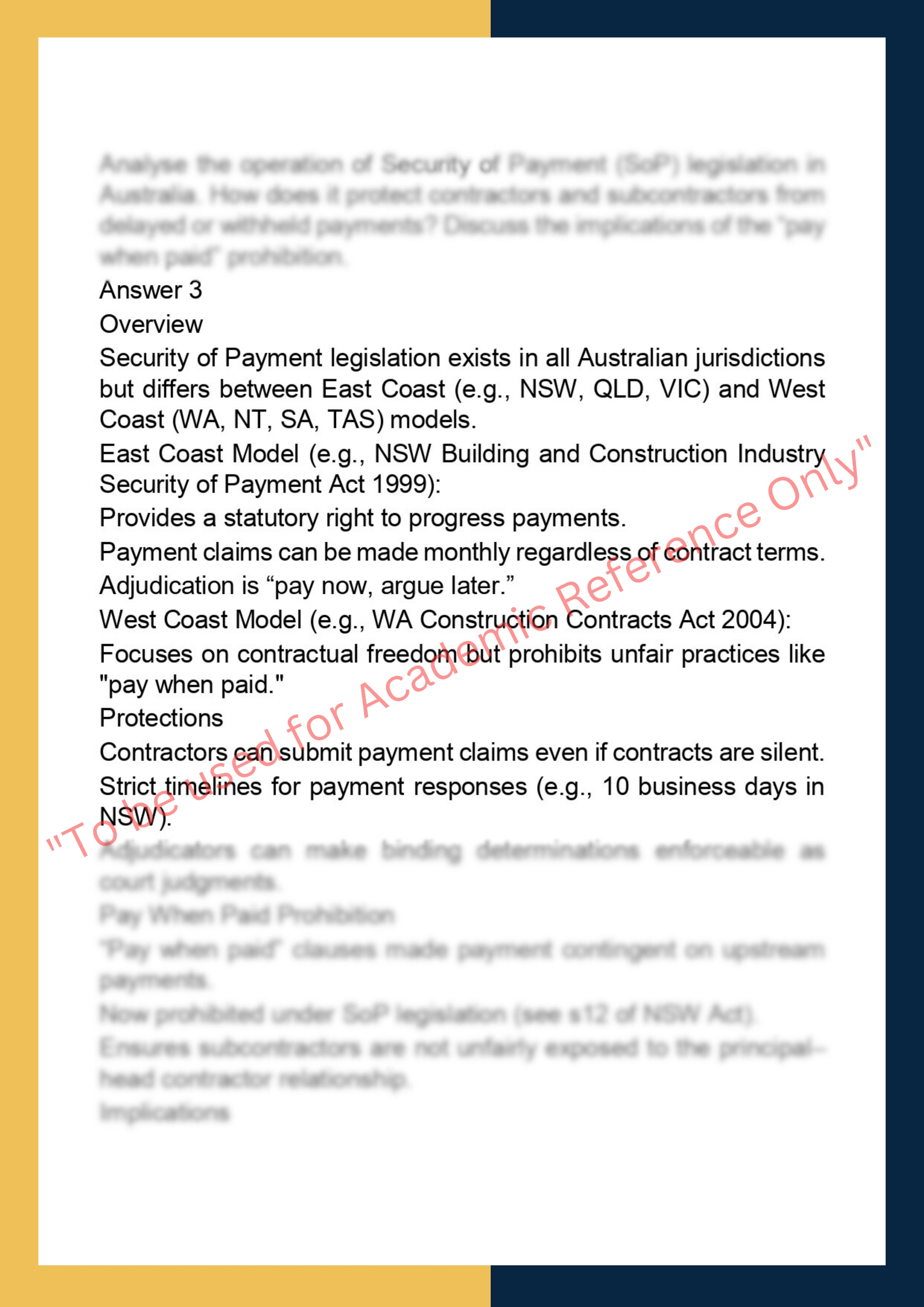 LAWS70176:  Construction Law 3