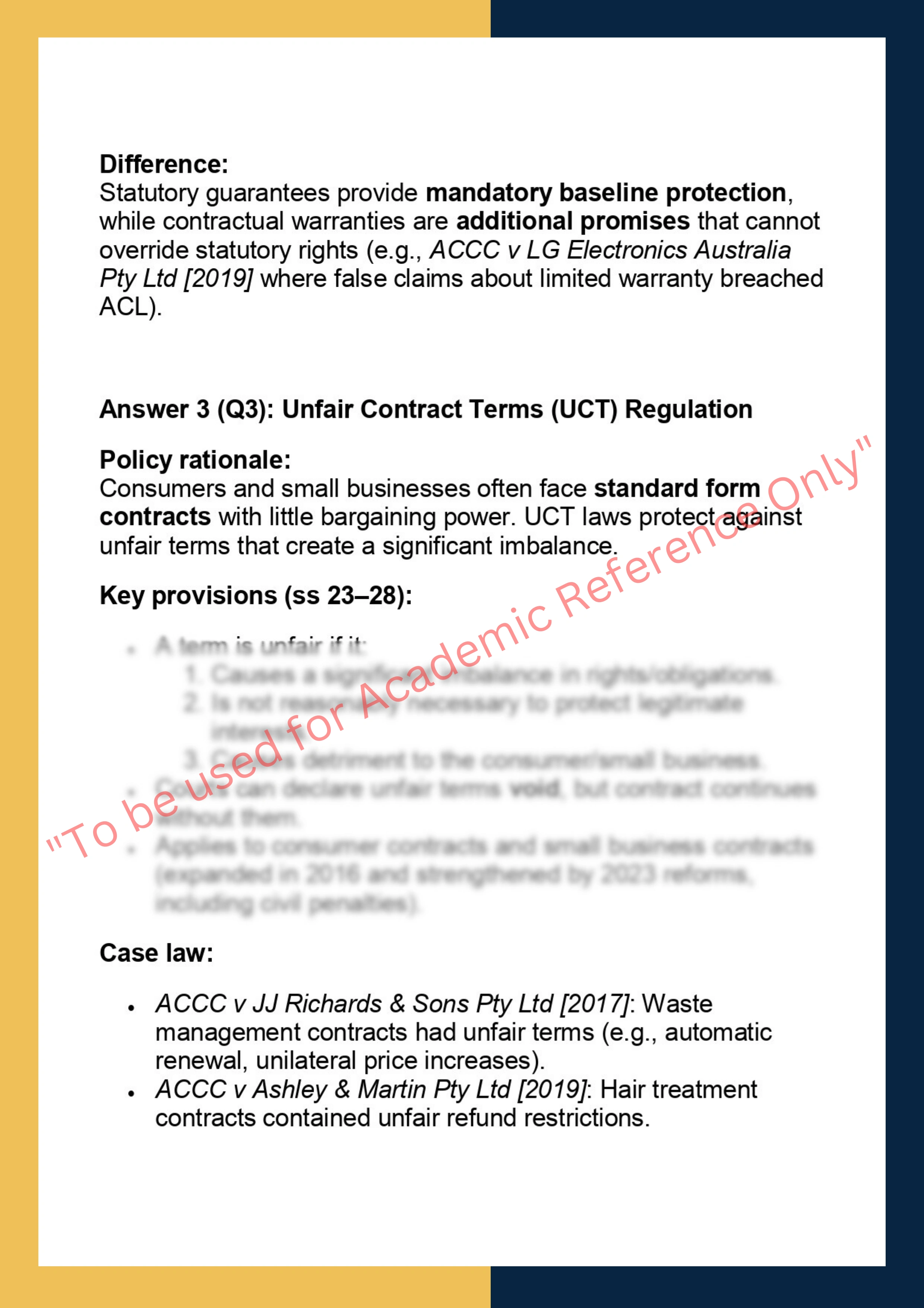LAWS70380 – Australian Consumer Law 3