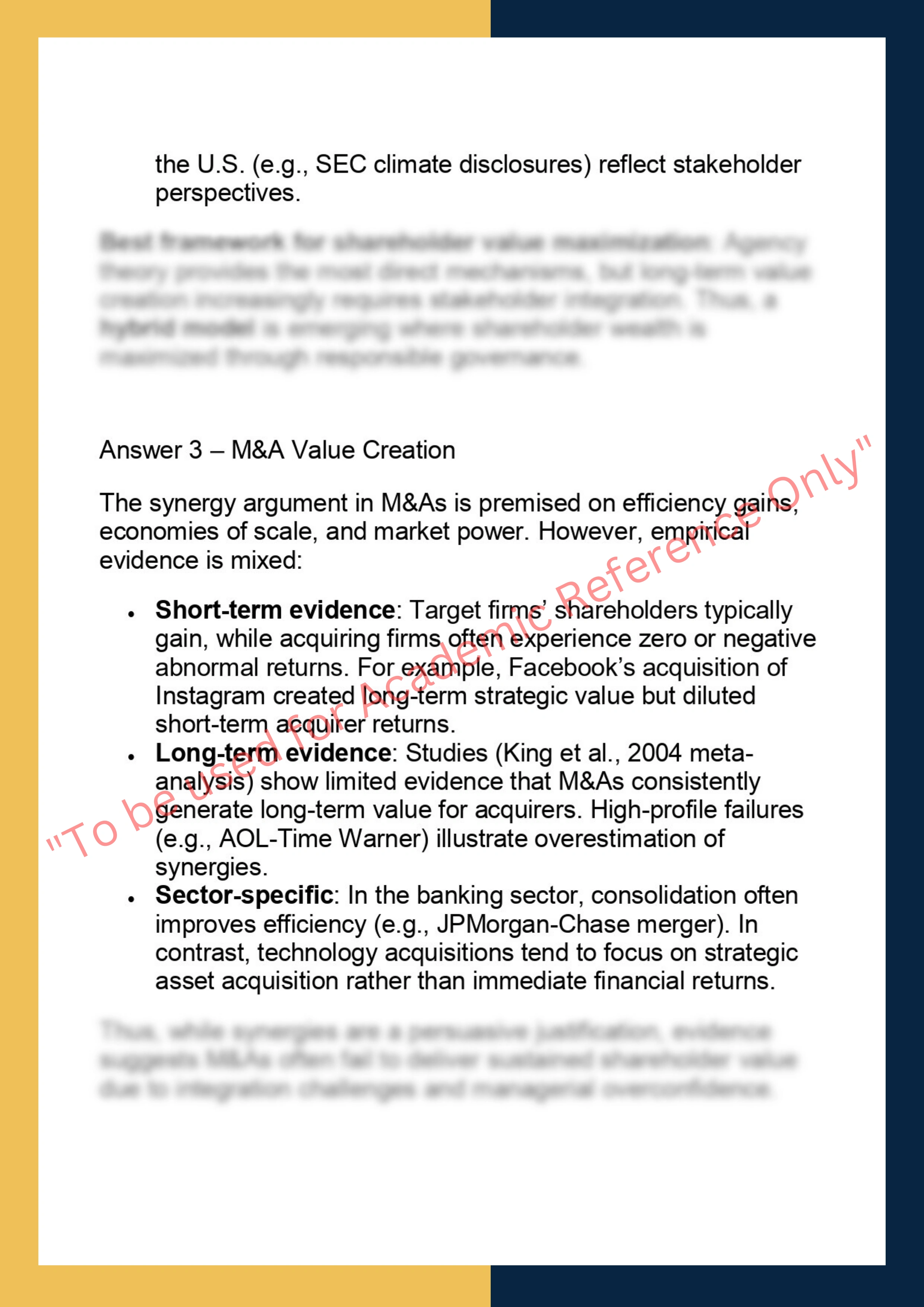 FINM7400 – Corporate Finance Dissertation 3