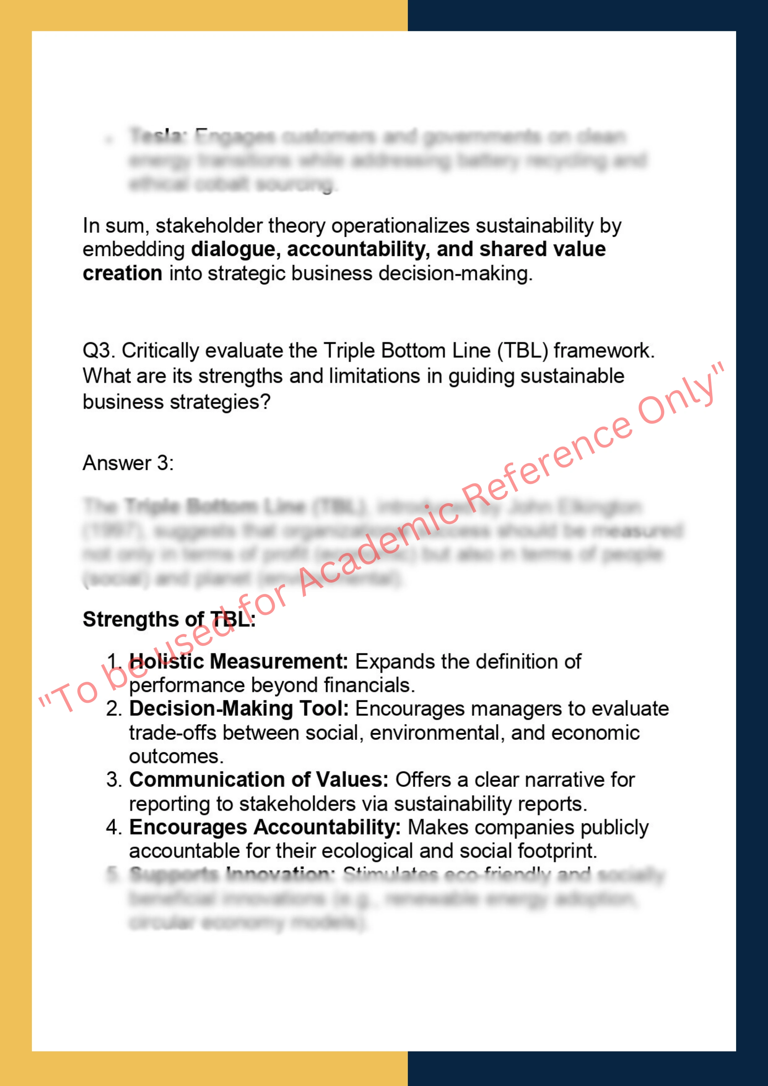 MGMT7305 – Sustainable Business Strategies 3