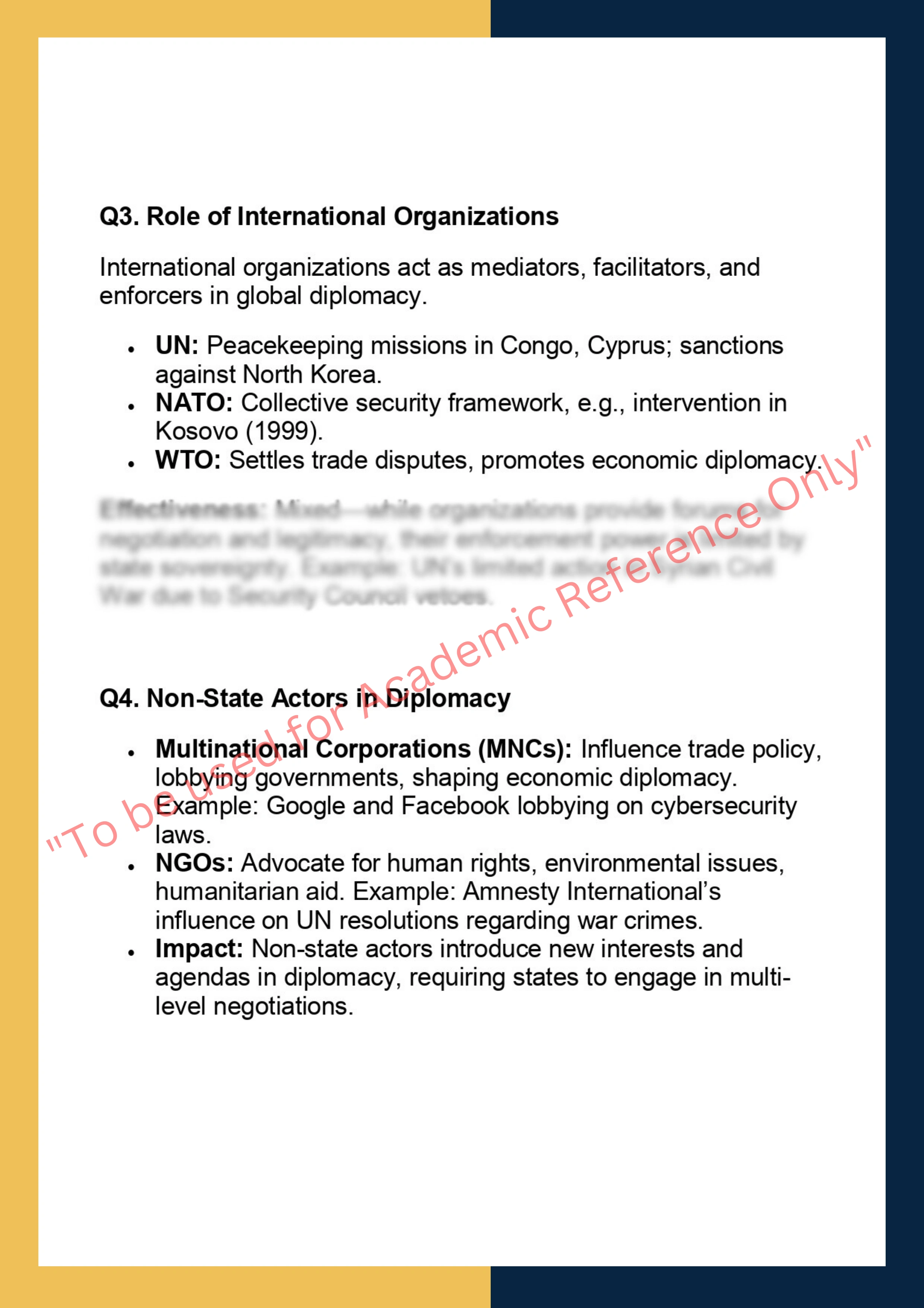 POLS7215 – International Relations &  Diplomacy 3
