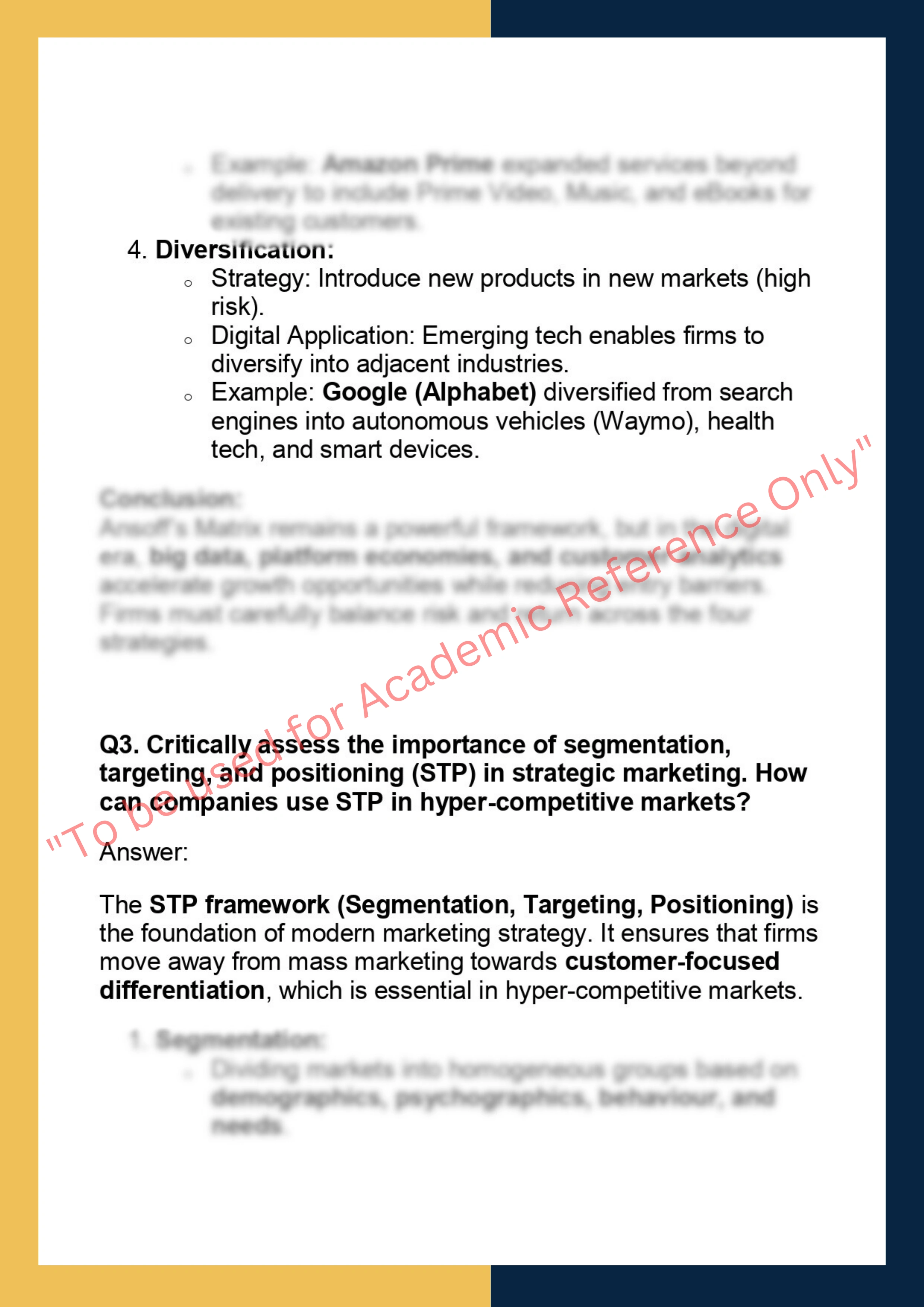 MKTG6003 -  Strategic Marketing 3
