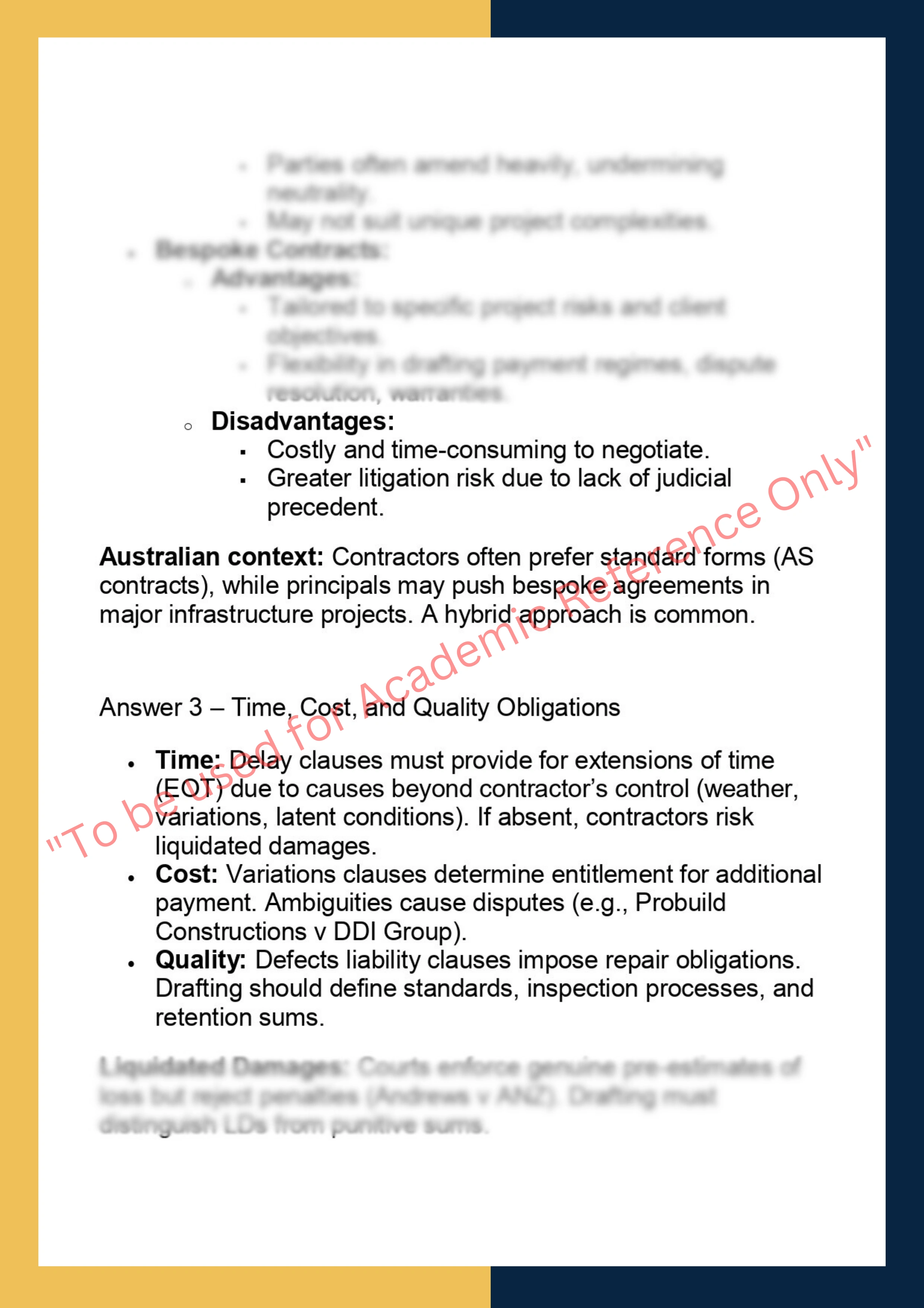 LAWS70270 – Construction Contract Analysis &  Drafting 3