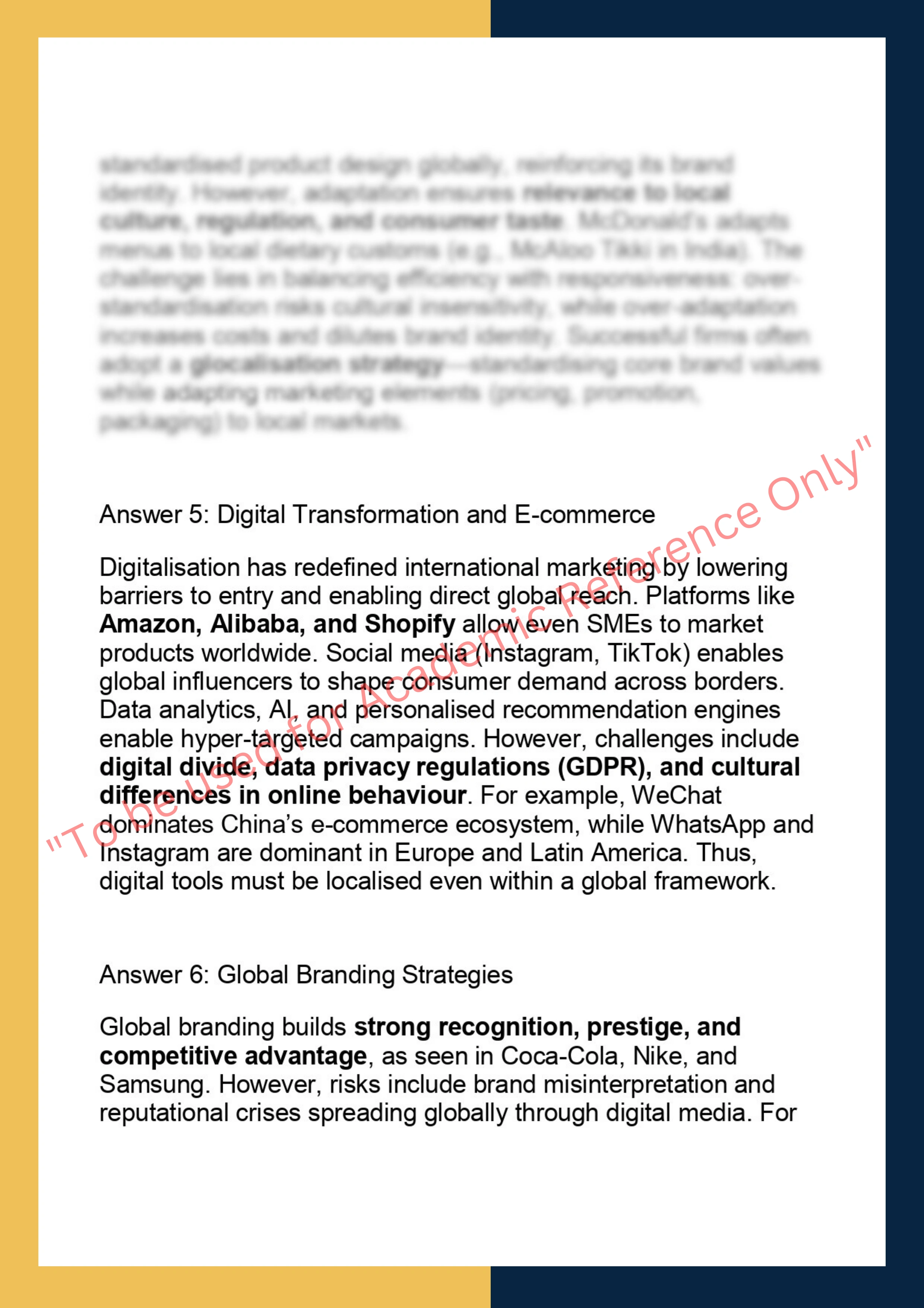 MKTG7012 International Marketing  Dissertation 3