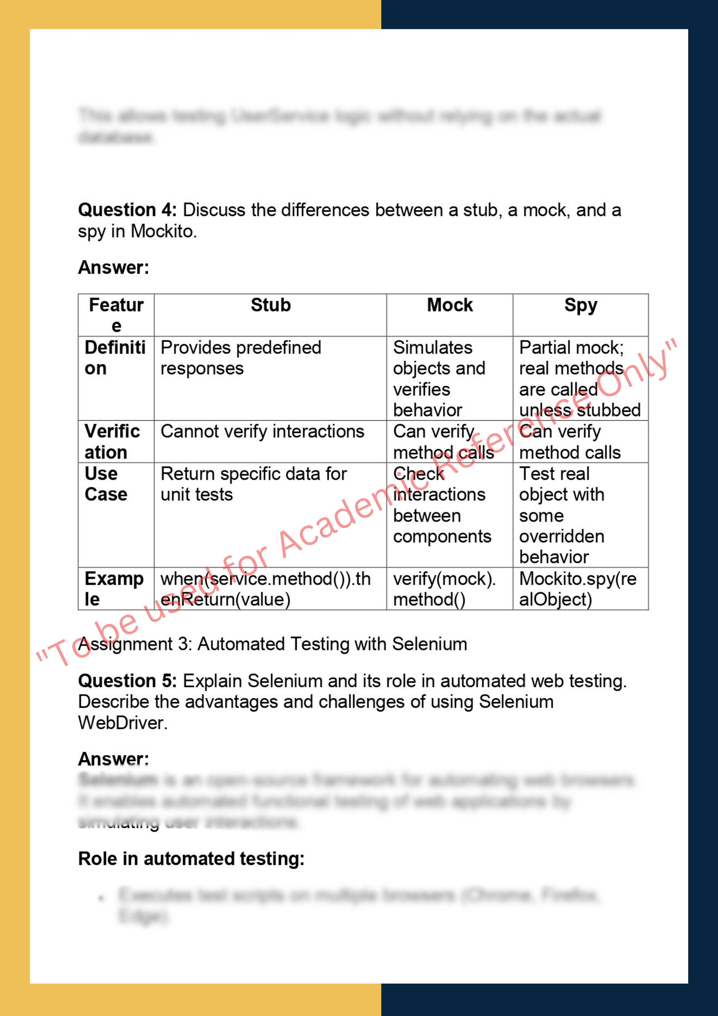 TQA615 – Testing & Quality Assurance (JUnit,  Mockito, Selenium) 3