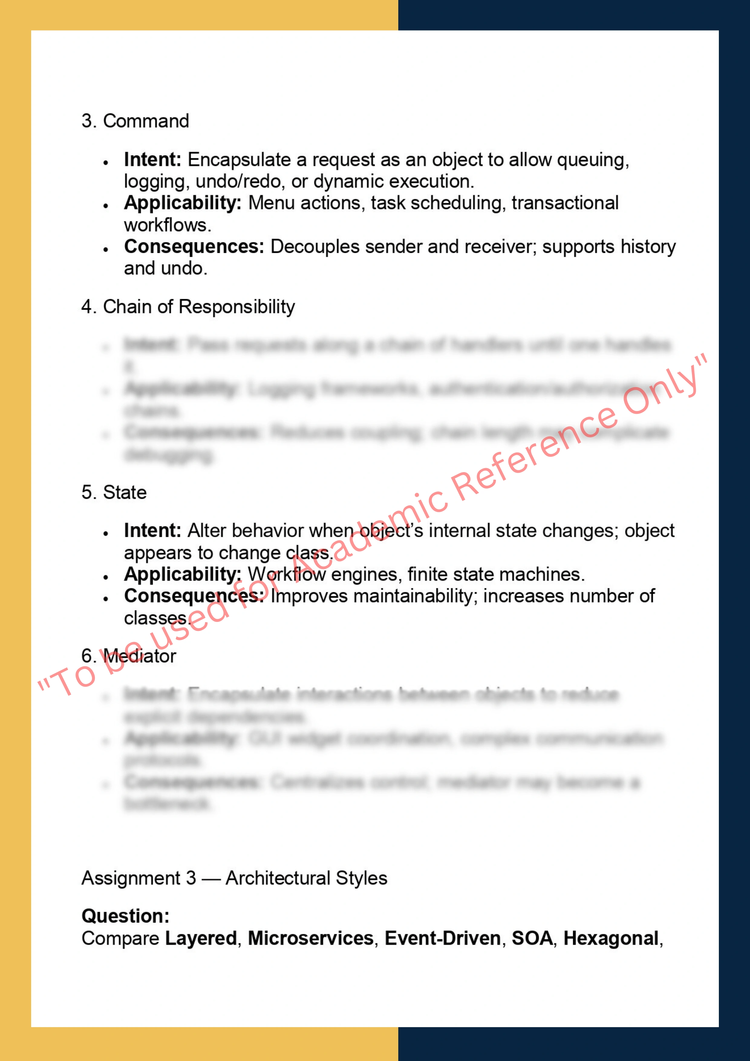 DPSA622 – Design Patterns & Software  Architecture 3