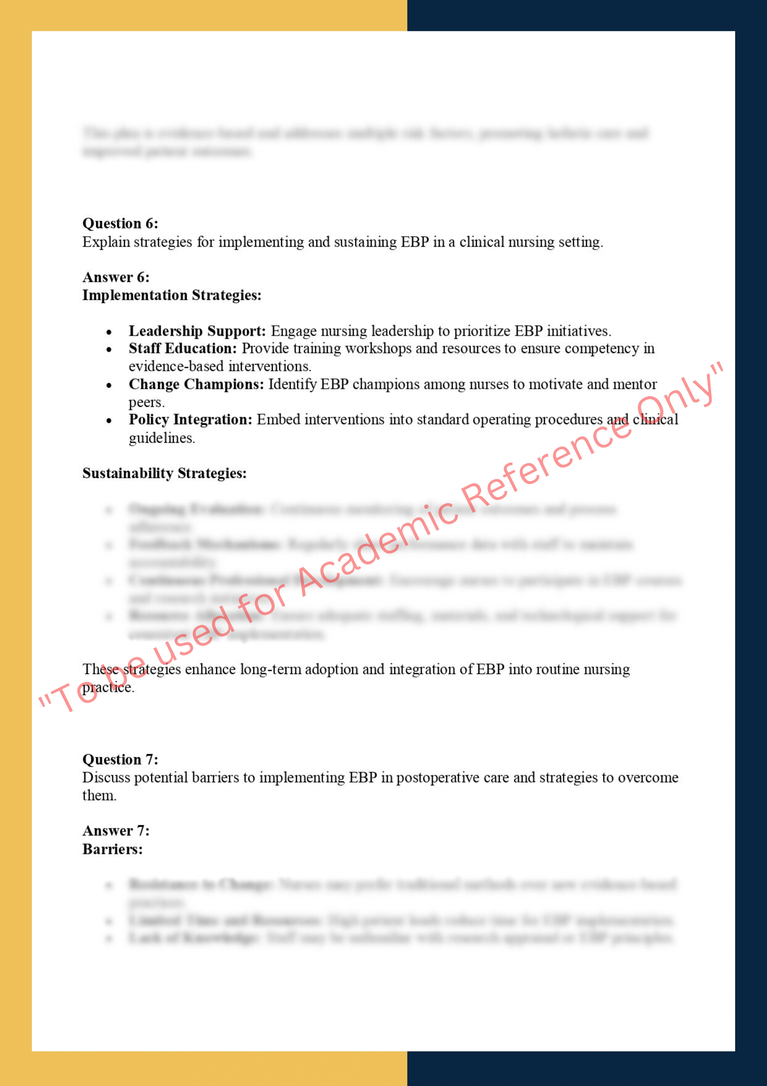 Sample Solution For NURS 5100 – Evidence-Based Practice 3