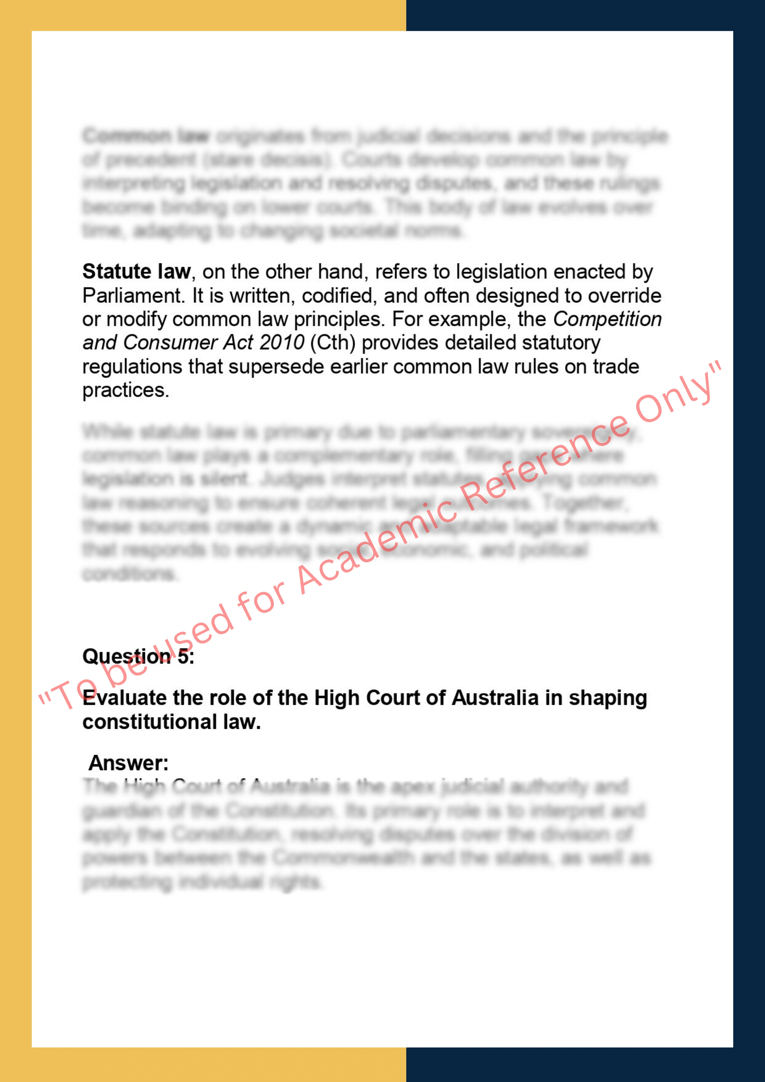 LAW101 – Introduction to Law Assignment 3