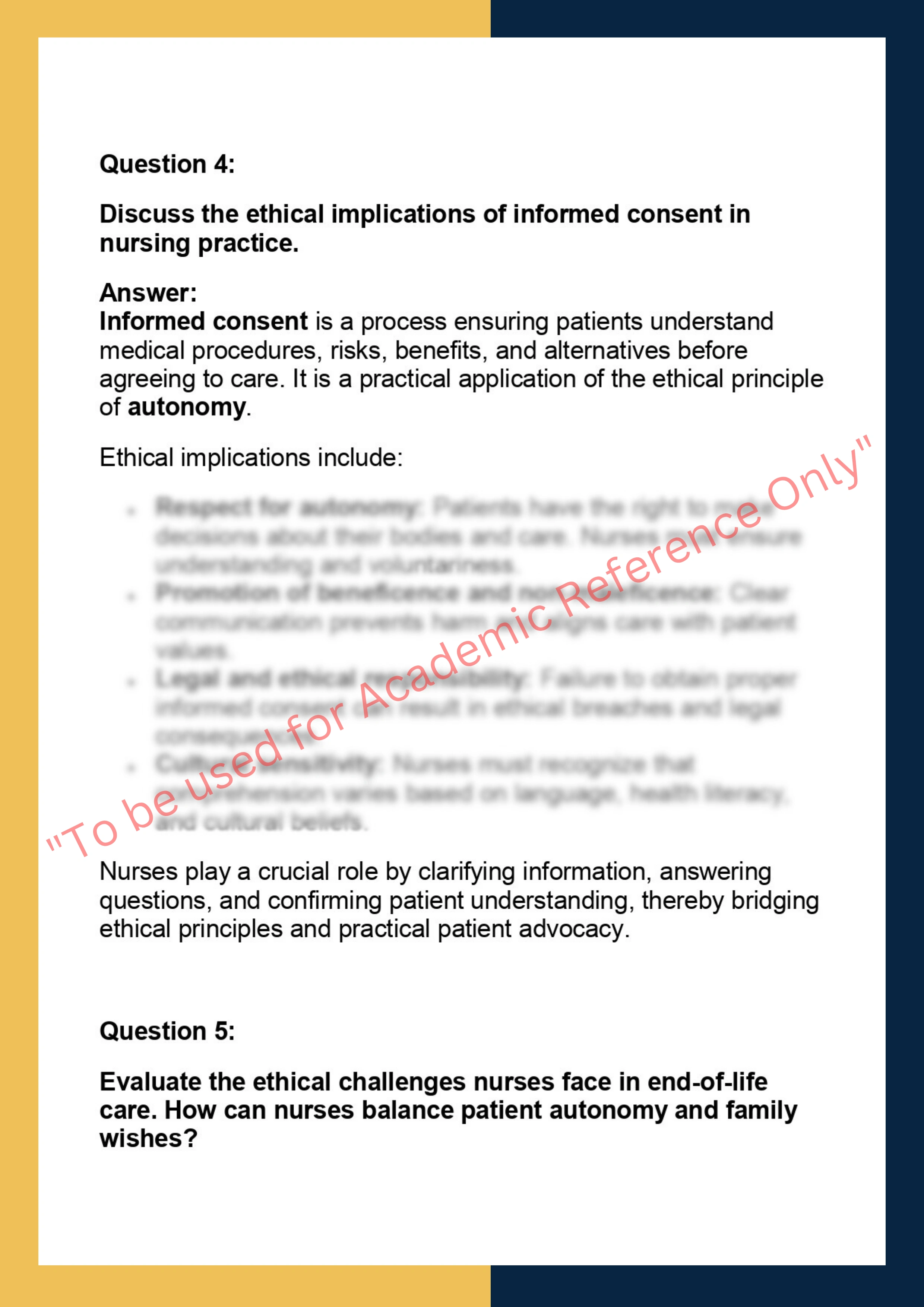 NUR201 – Nursing Ethics assignments 3