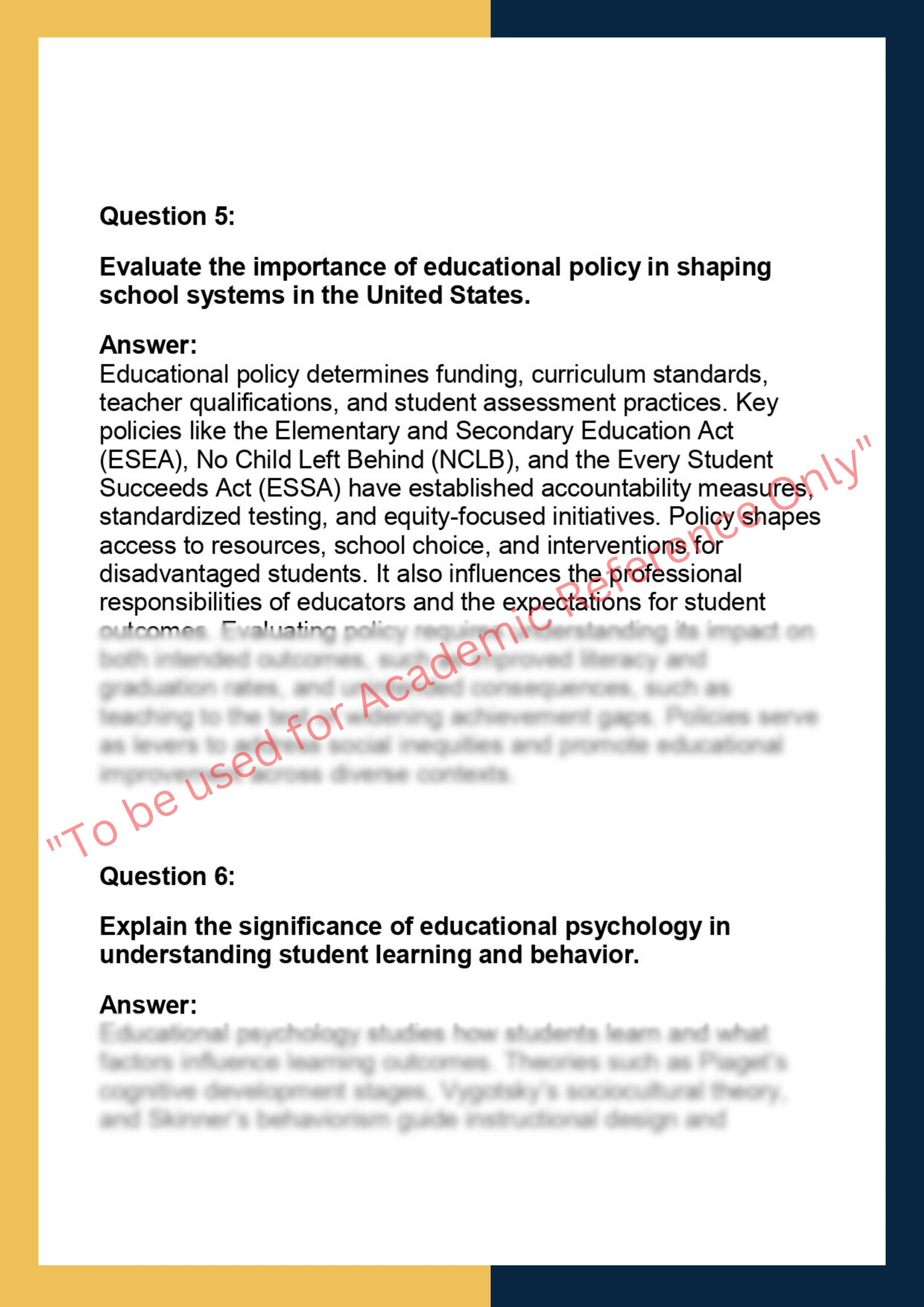 EDU101 – Foundations of Education  assignments 3