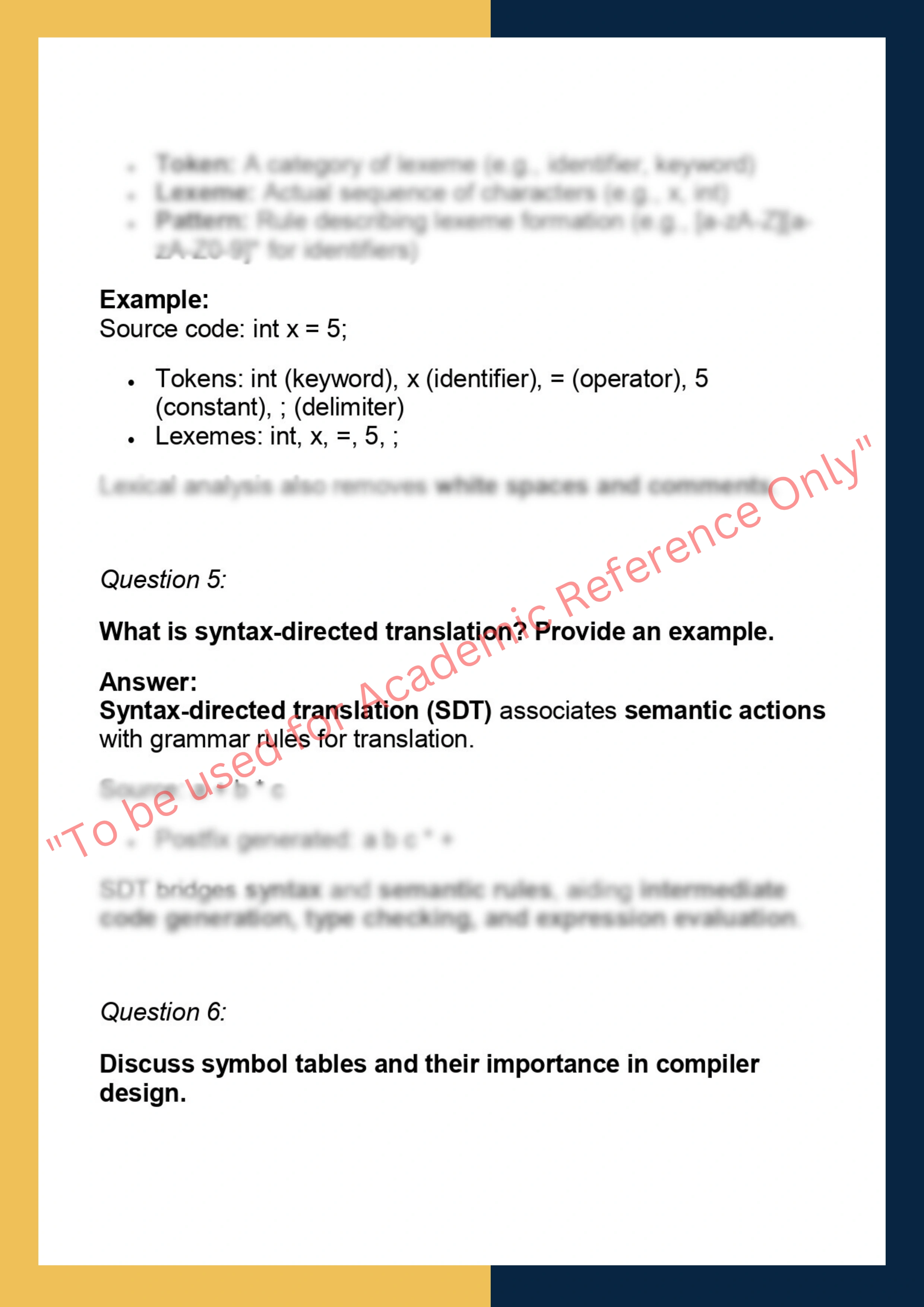 CS401 – Compiler Design and  Programming 3