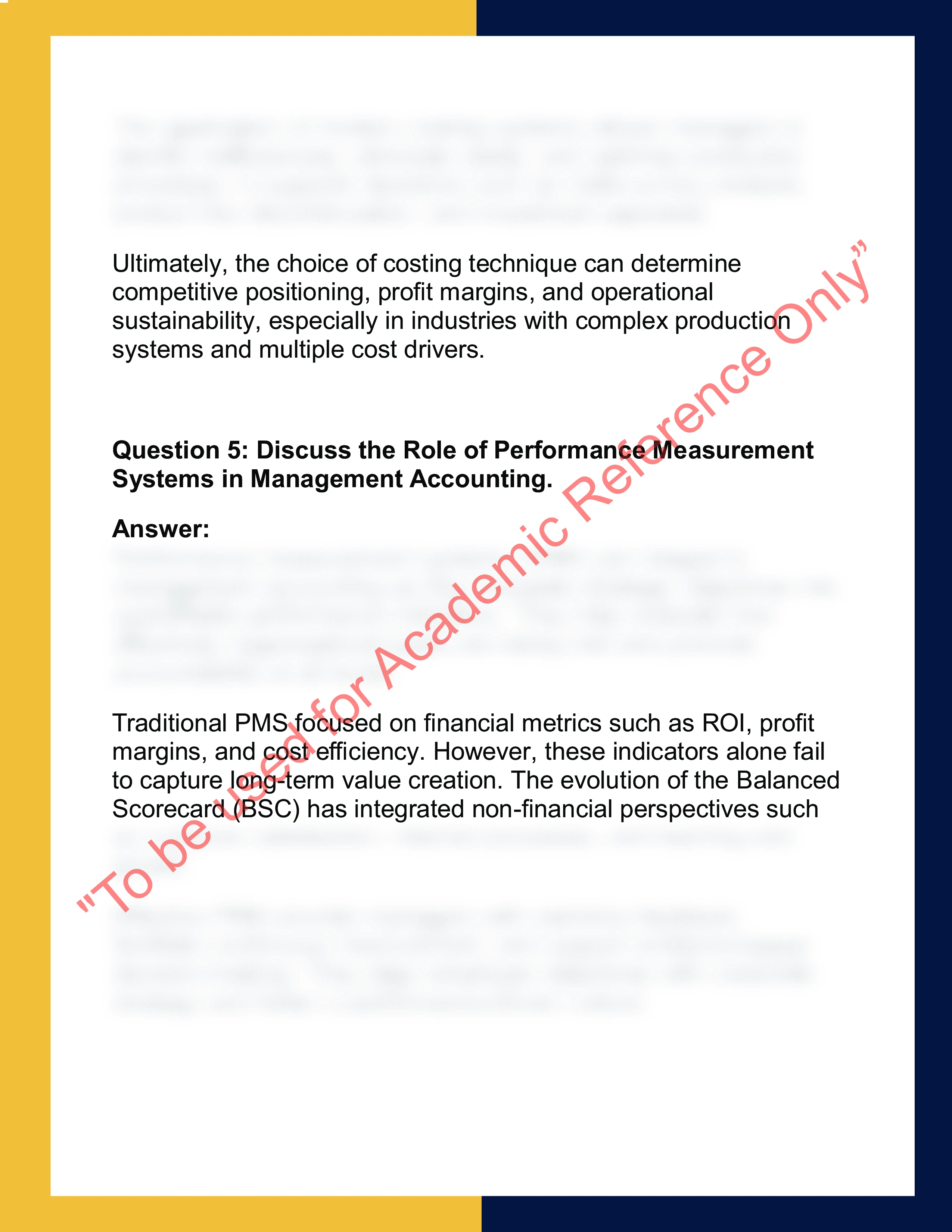 ACC201 – Management Accounting  Report 3