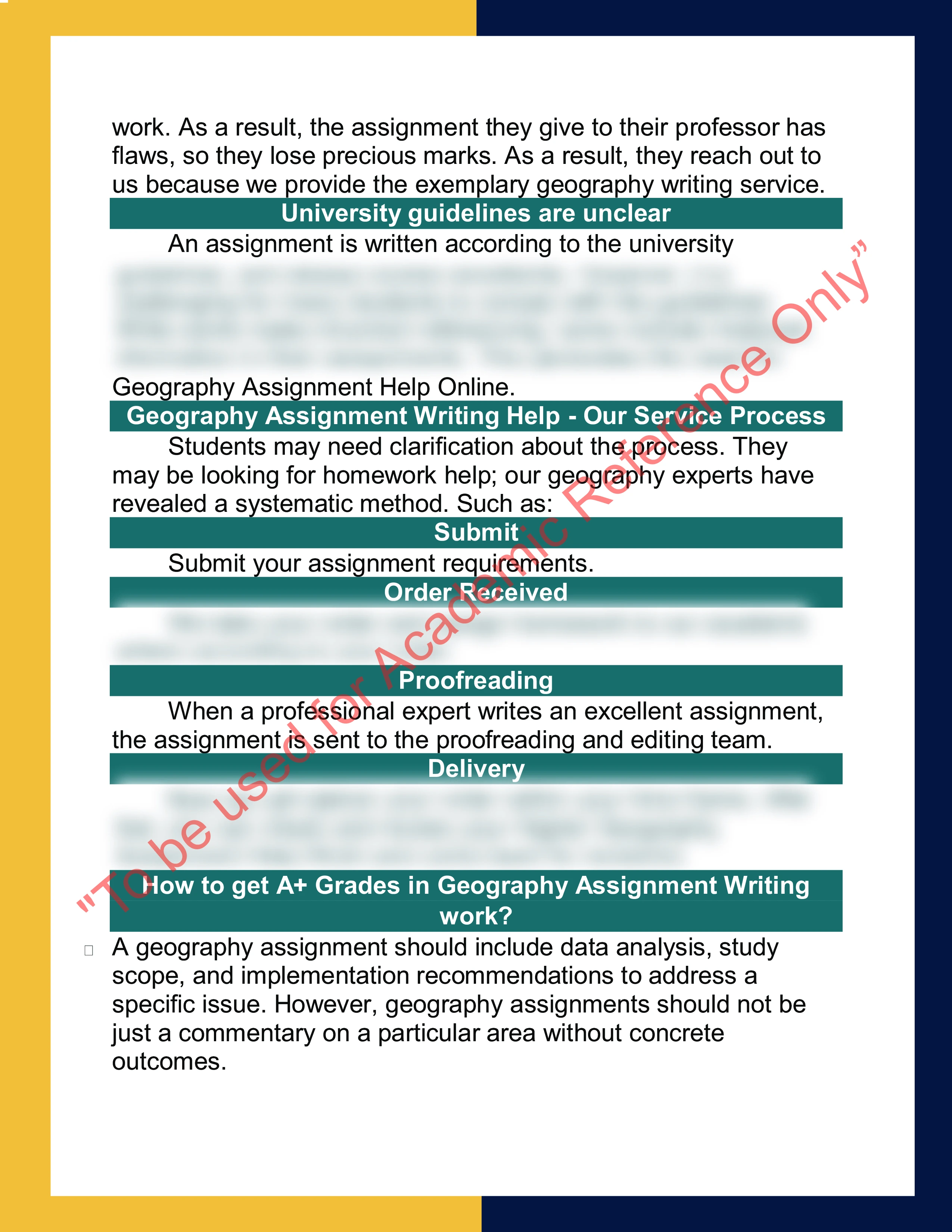 Geography Assignment writing sample 3