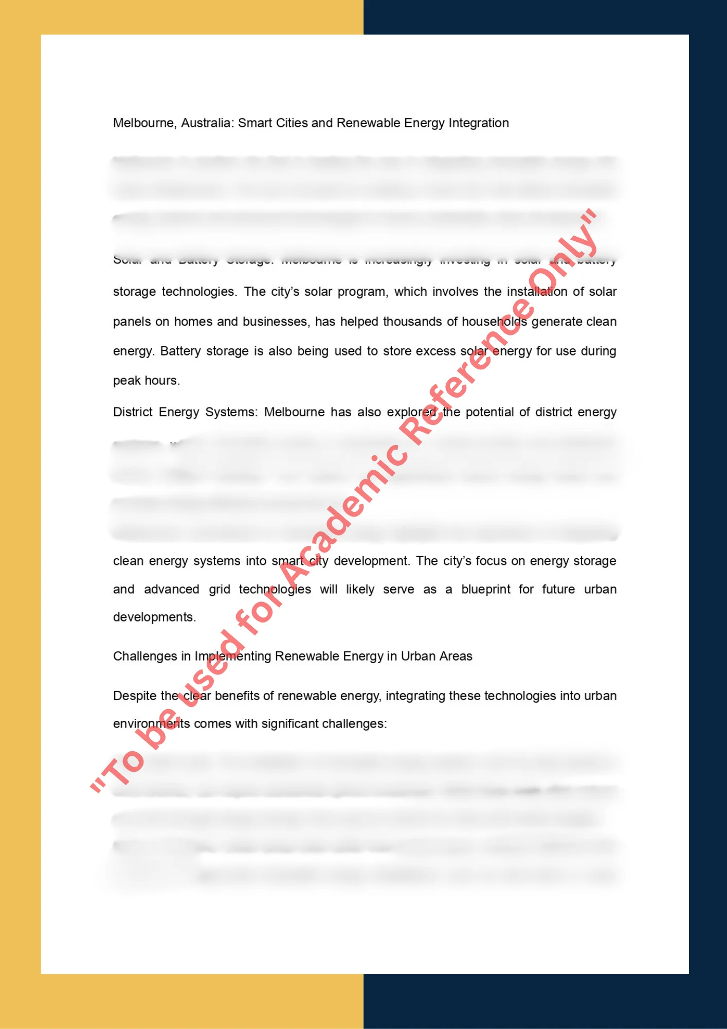 Essay Writing Sample solution for ENG211 - The Role of Renewable Energy in Sustainable Urban Development 4