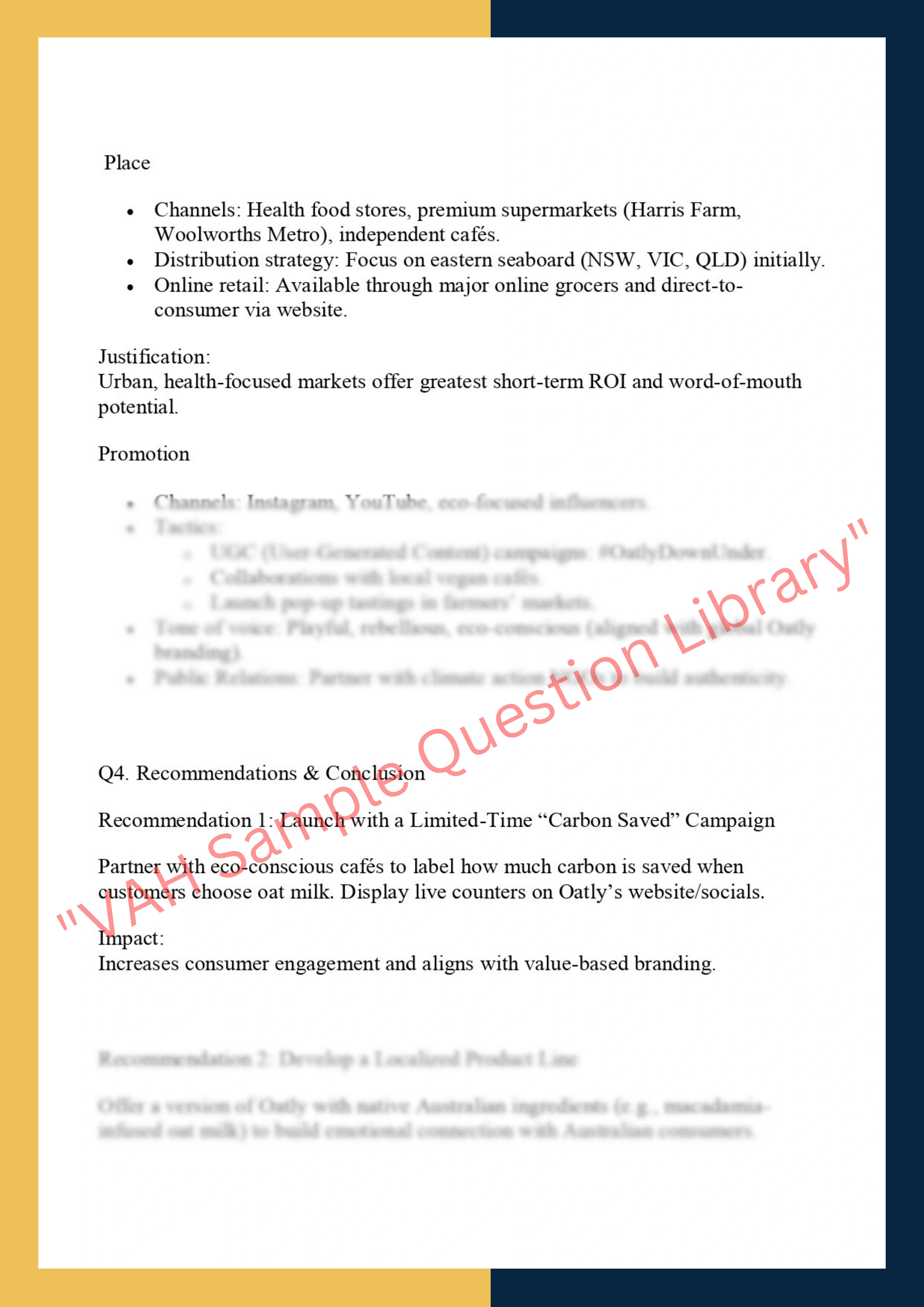 MKTG6001- Marketing Management: Individual Strategic Marketing Report 4