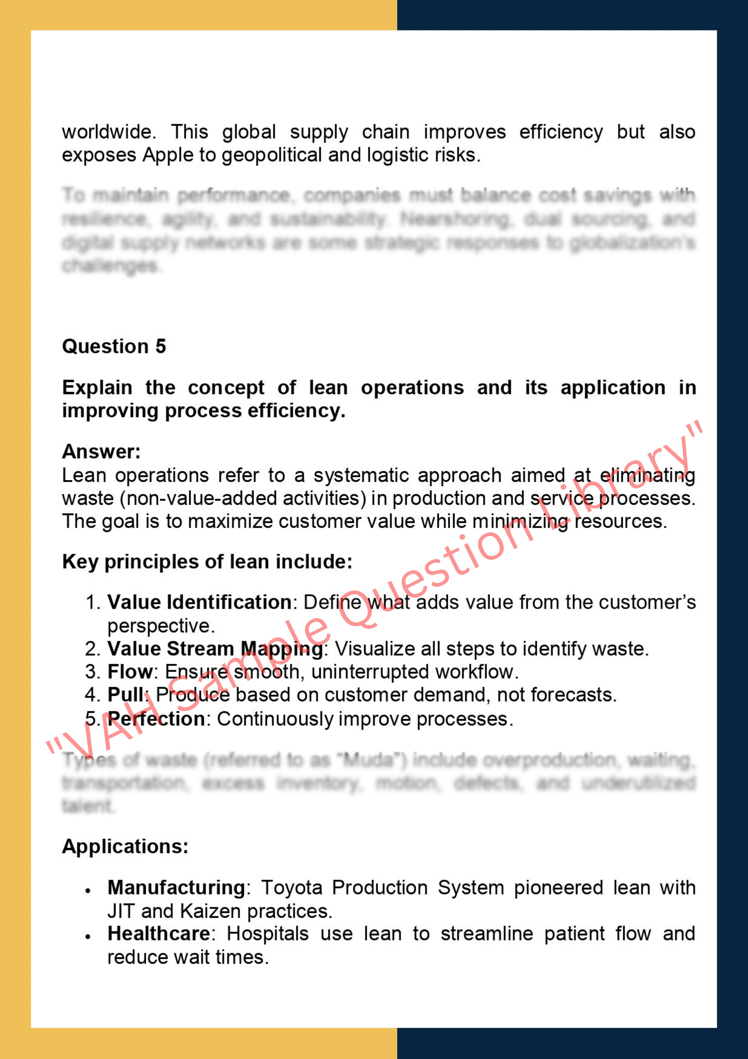 OPSM6010– Operations and Supply Chain  Management 4