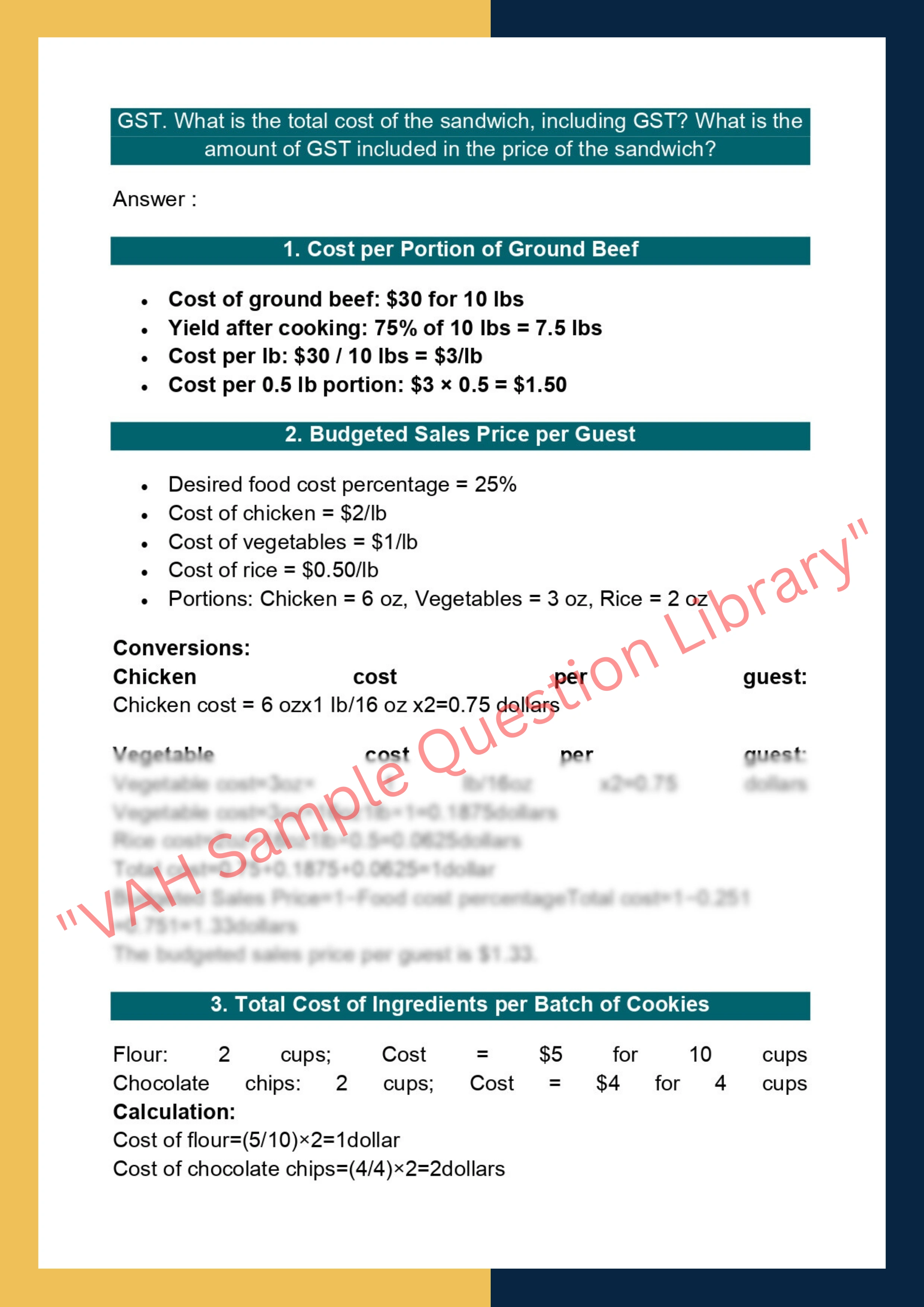 Sample Solution for SITHKOP015 - Design and Cost Menu 4