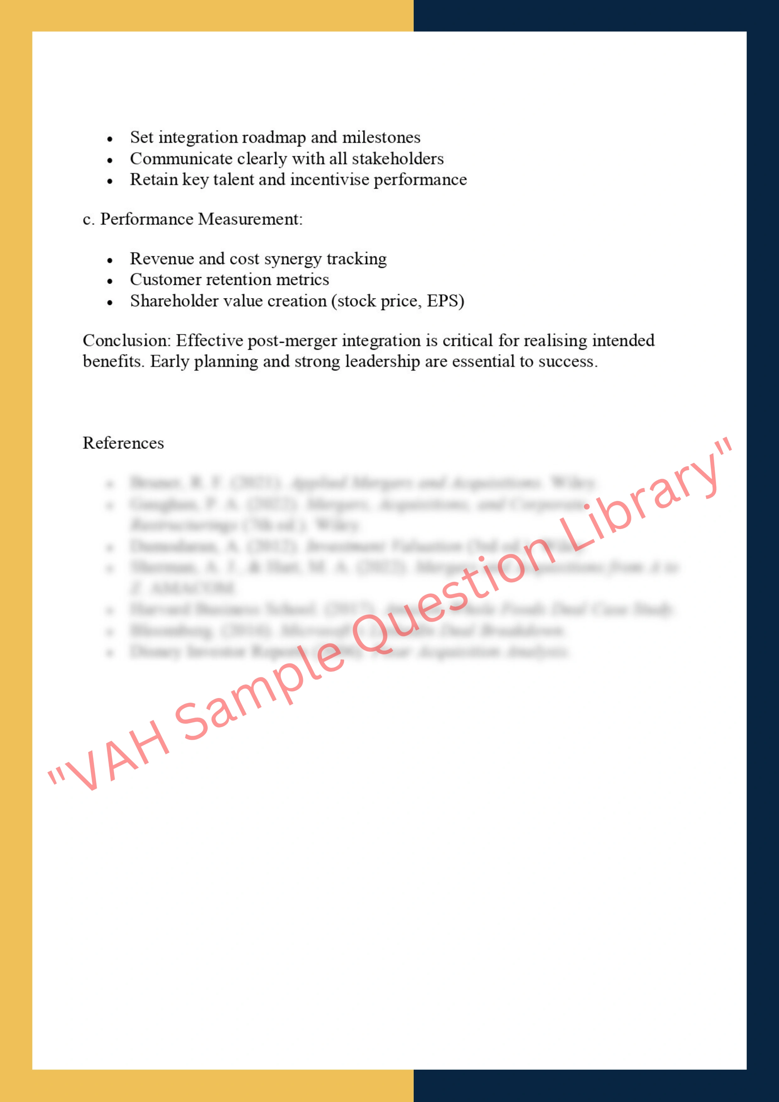 FINC6007-Mergers & Acquisitions: Analytical Report + Case Study 4