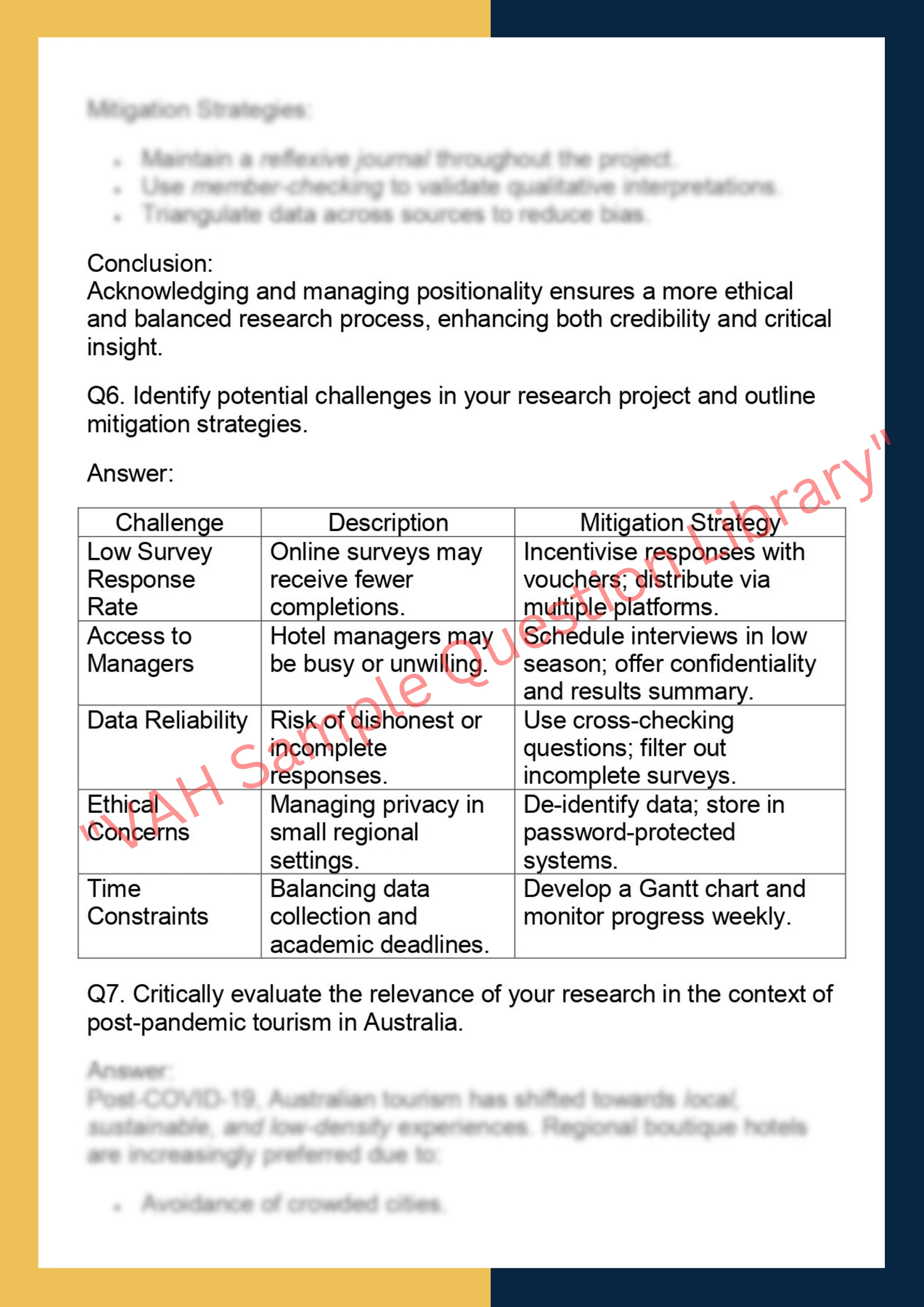 TOUR7001– Tourism & Hospitality Research  Project 4