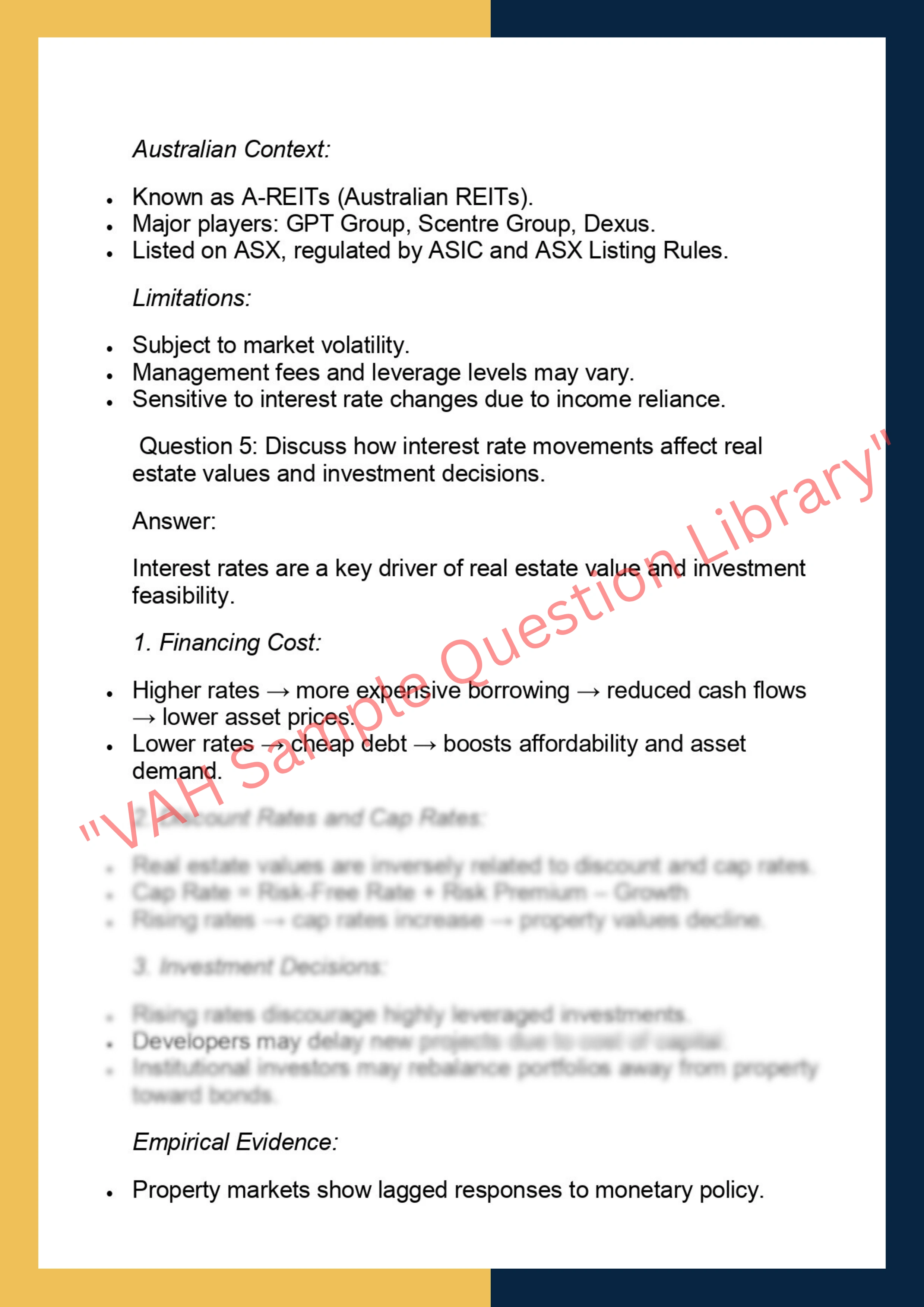 FINC6017 –  Real Estate Finance &  Investment 4