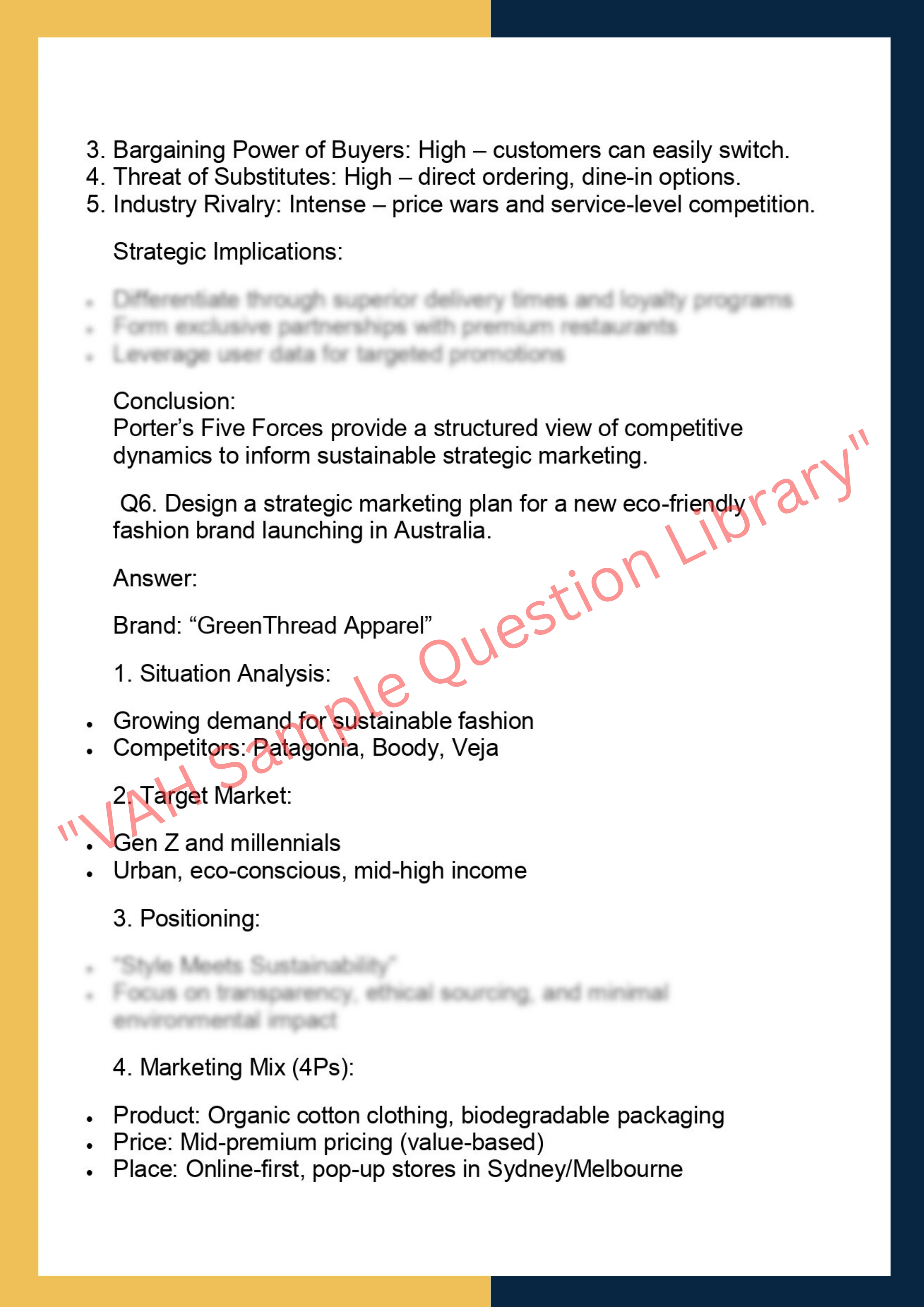 MKTG6003 -  Strategic Marketing 4