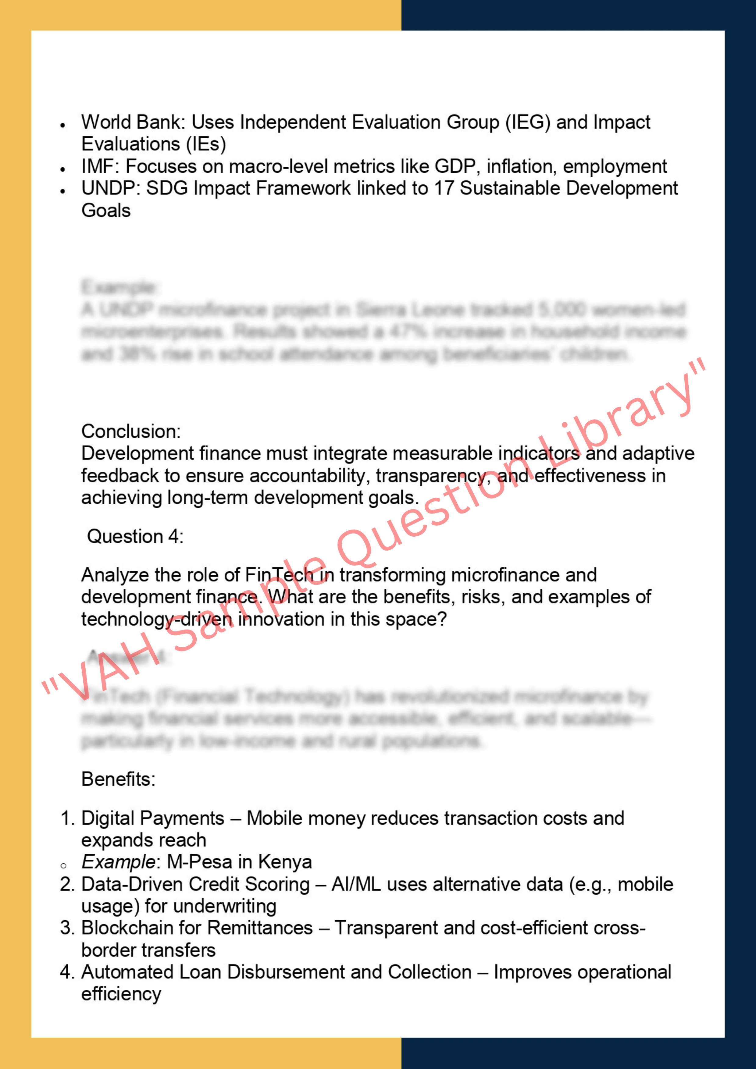 FINC6035 – Microfinance and Development  Finance 4