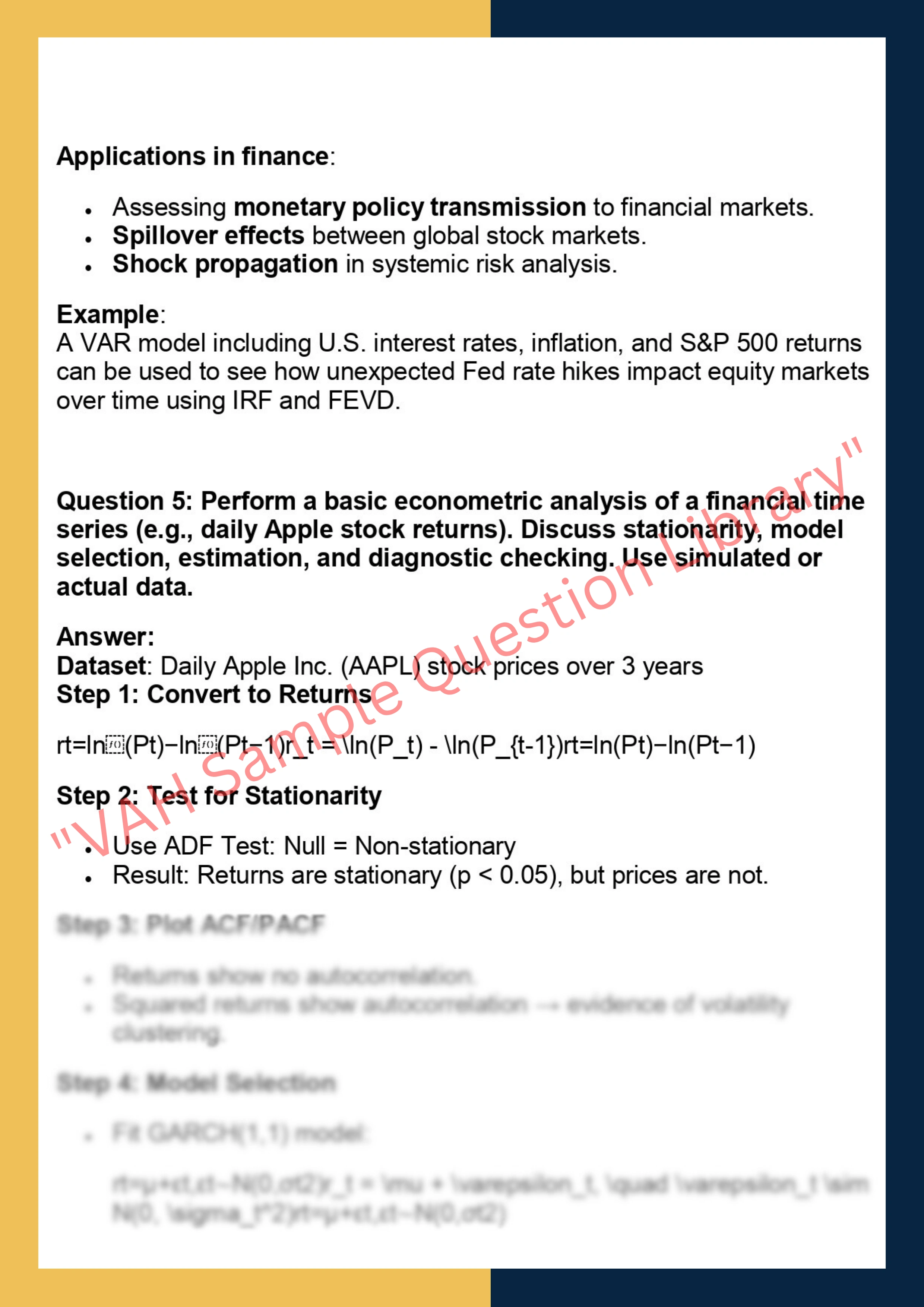FINC6037 –  Financial Econometrics 4