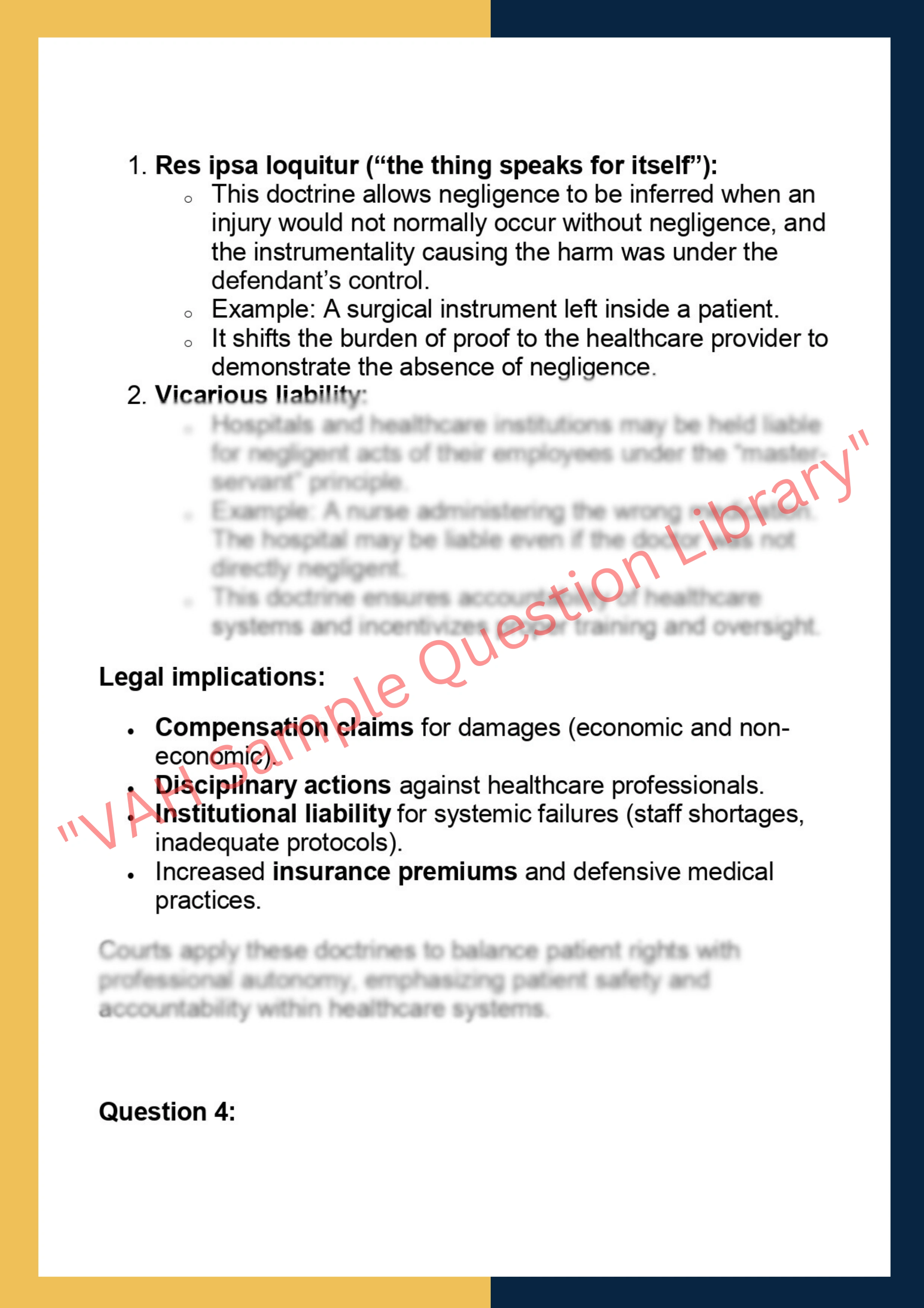 LAWS6054 – Health Care and Professional  Liability 4