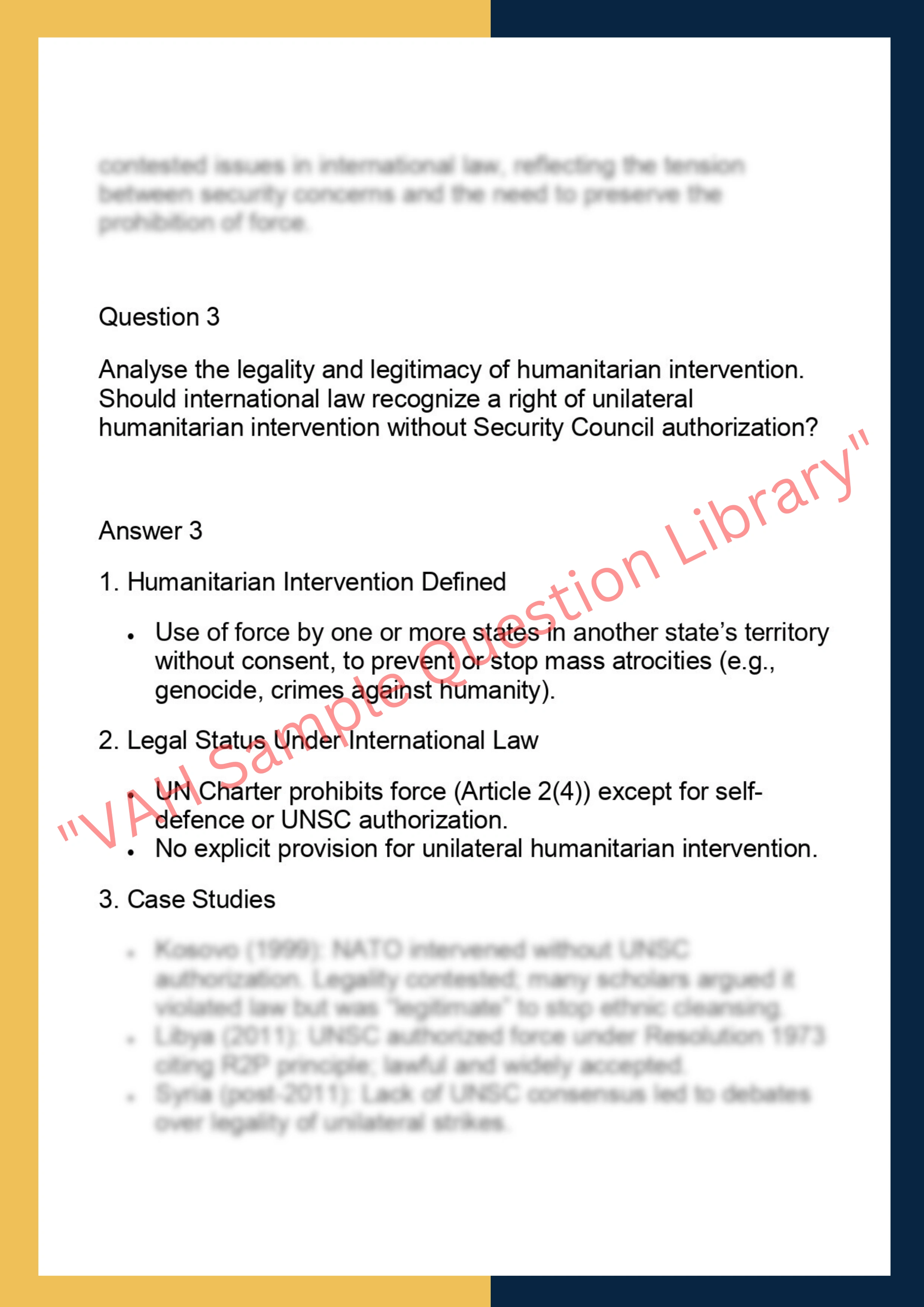 LAWS6062 – International Law – The Use of  Armed Force 4