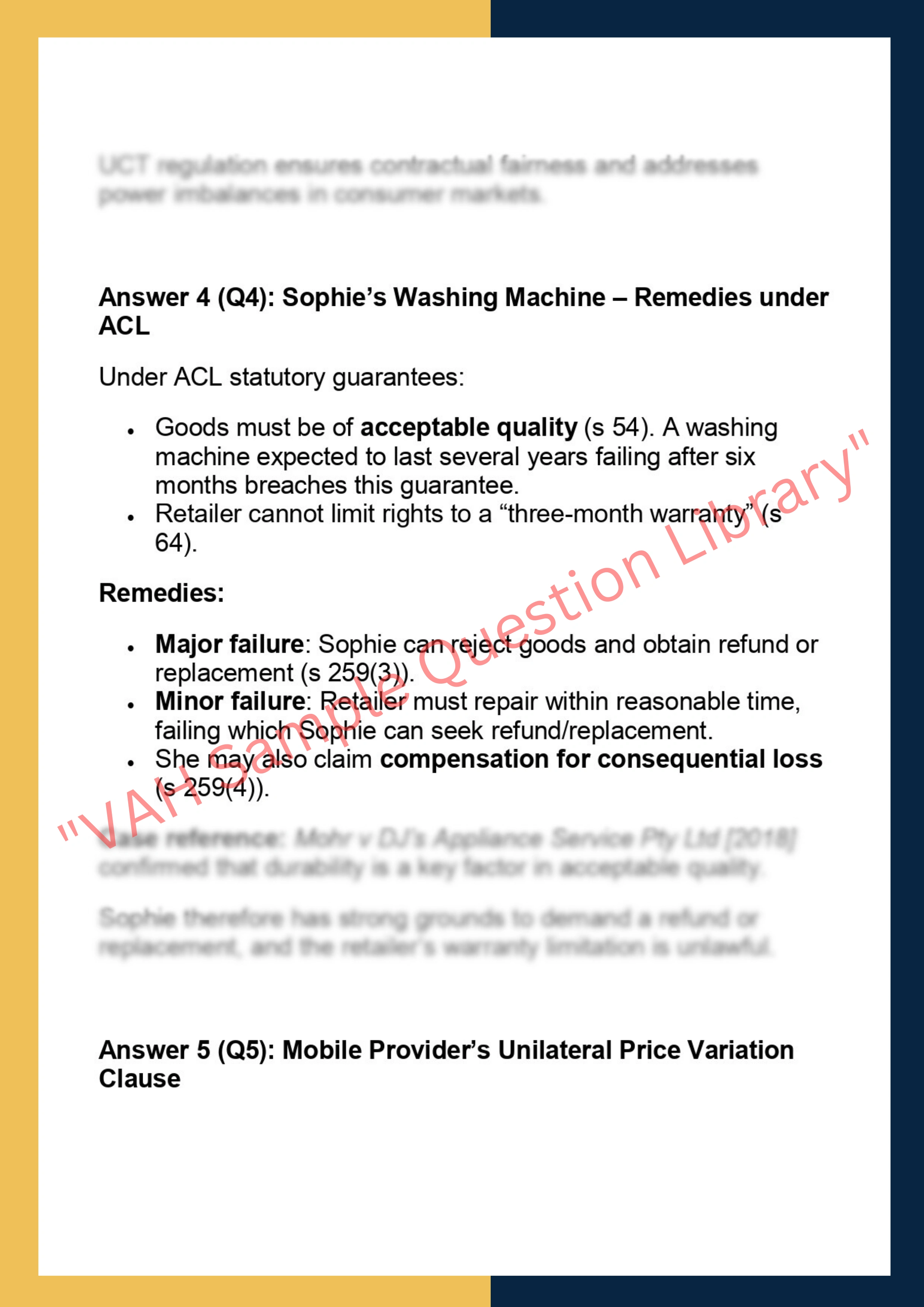 LAWS70380 – Australian Consumer Law 4