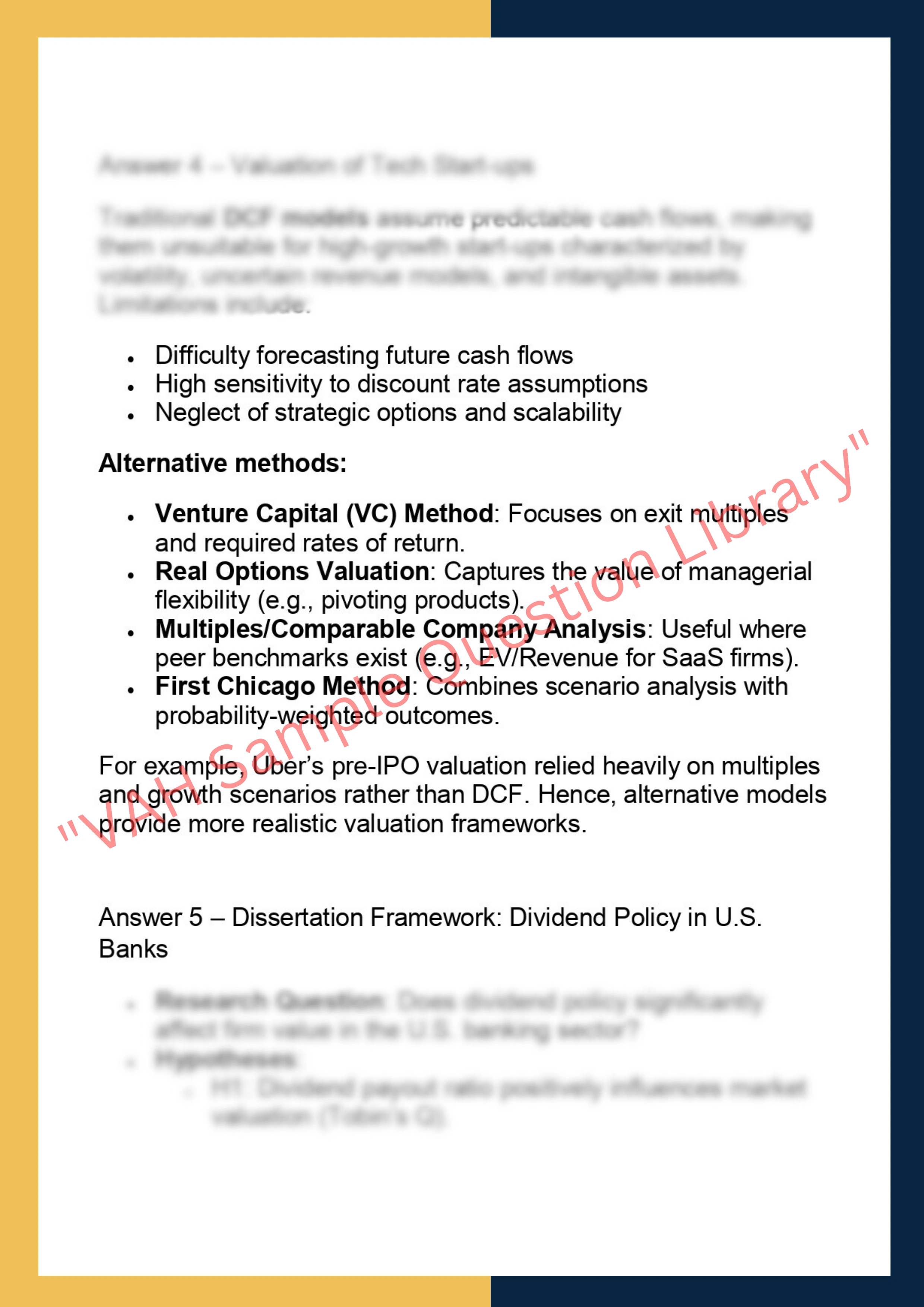 FINM7400 – Corporate Finance Dissertation 4