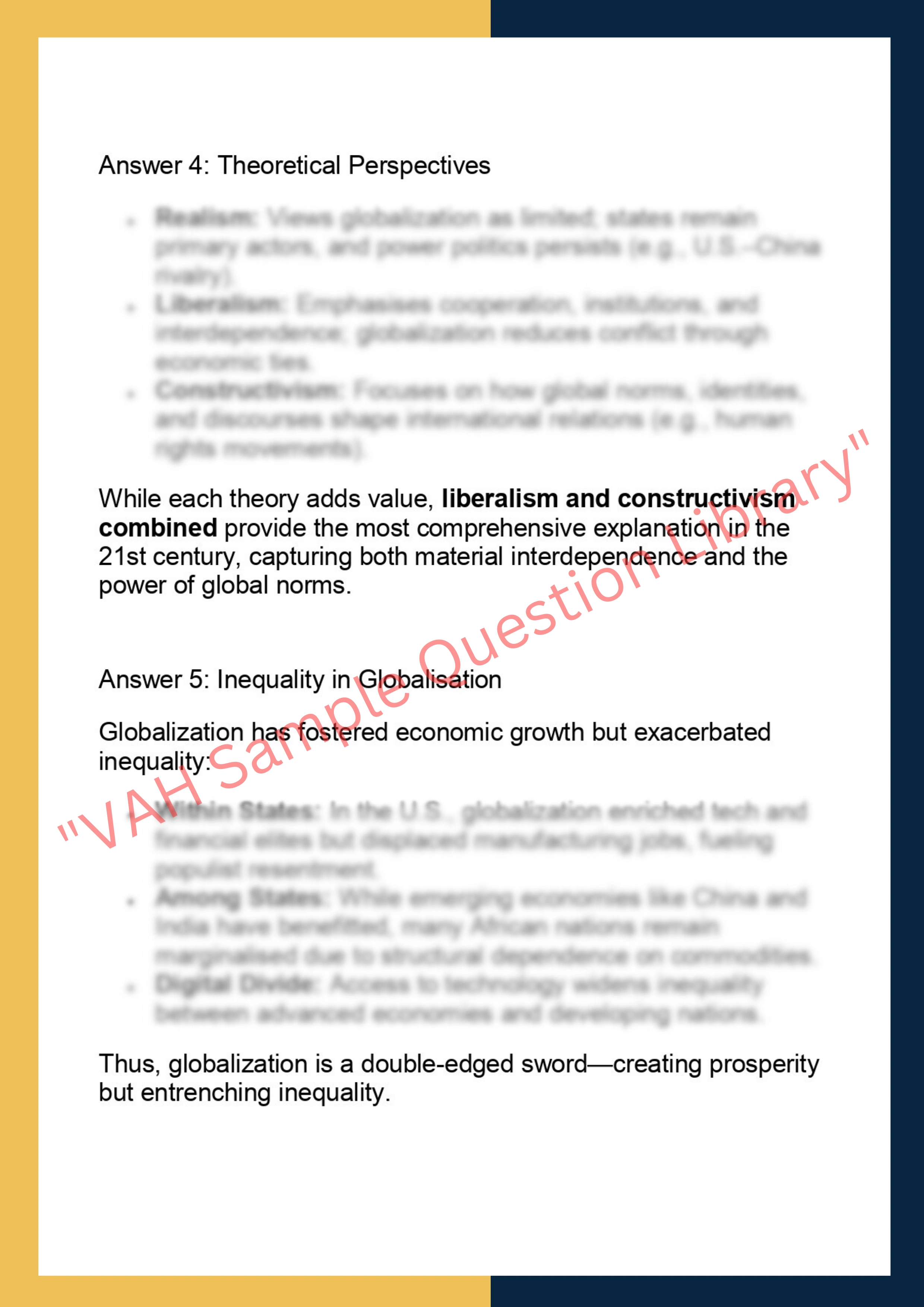 GLOB7009 – Globalization & International  Relations 4