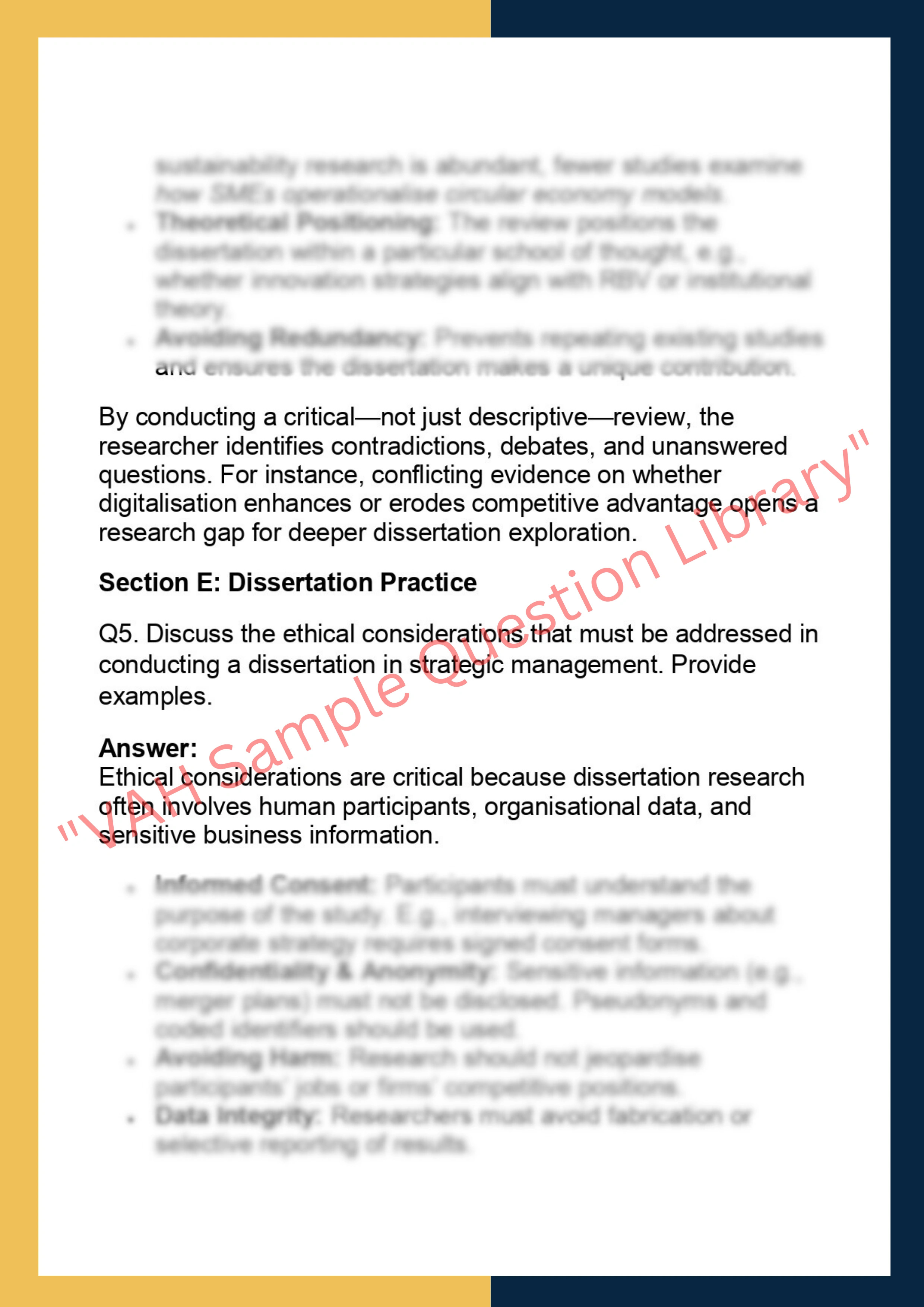 STRM7005 – Strategic Management Dissertation 4