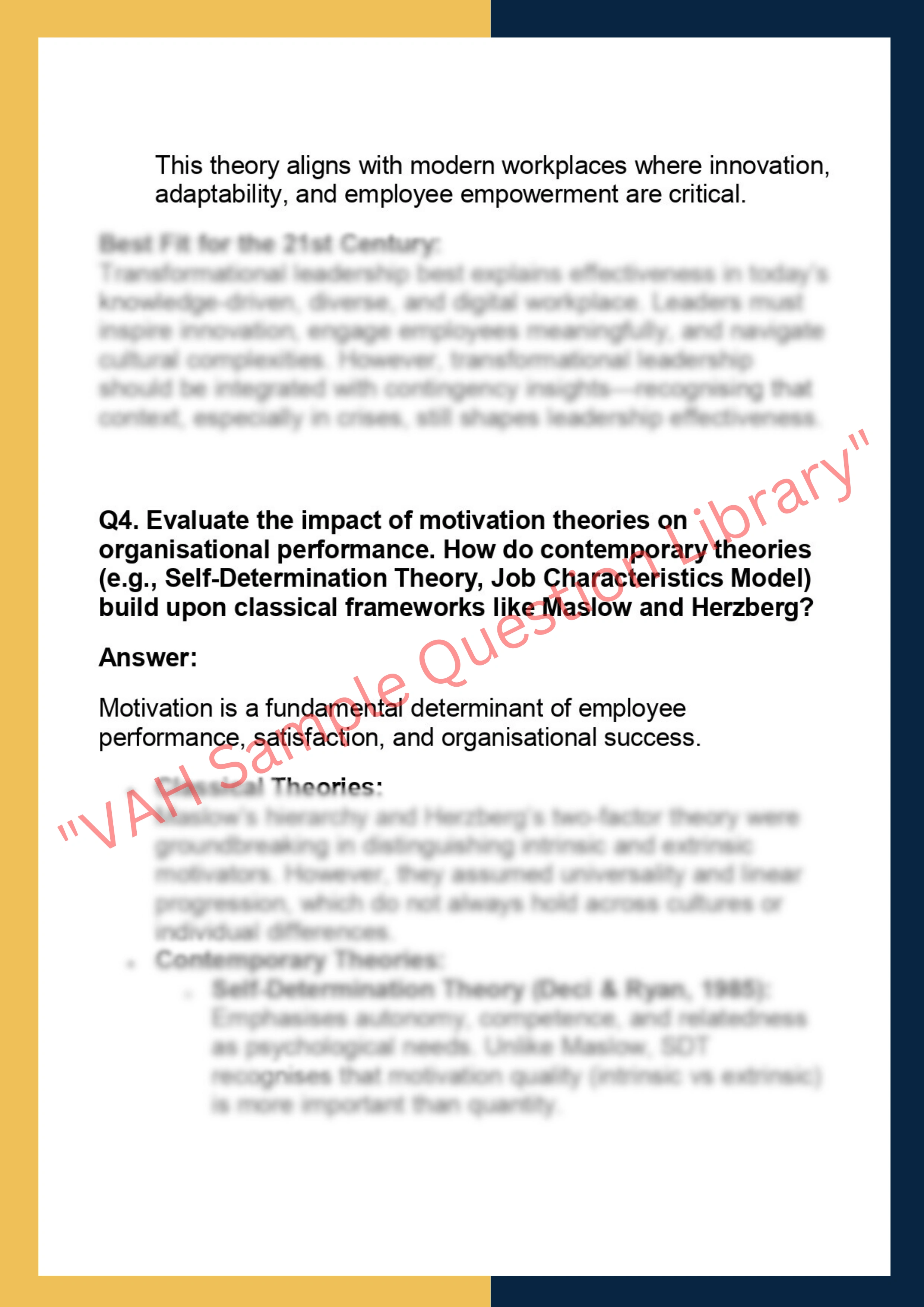 MGMT7201– Organisational Behaviour  Dissertation 4