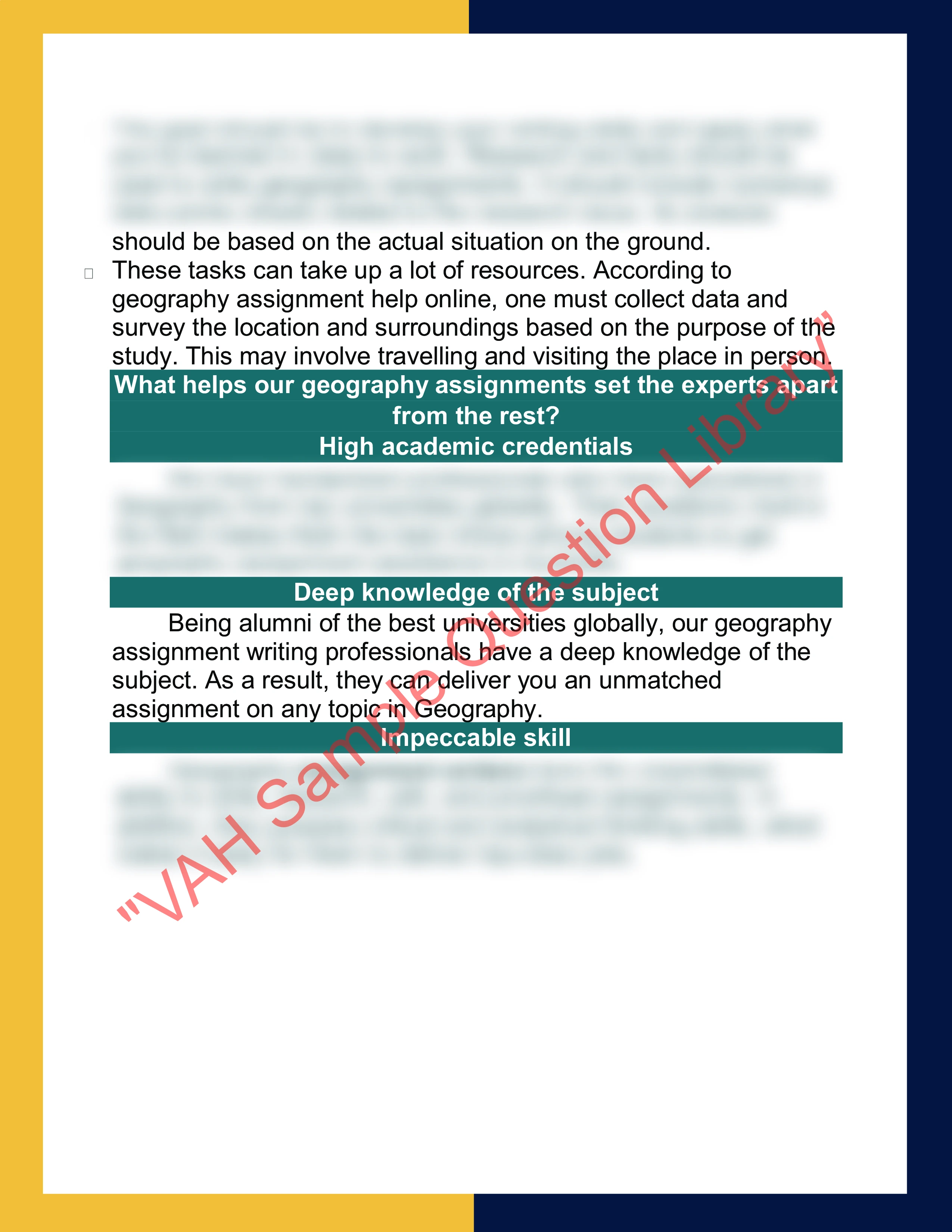 Geography Assignment writing sample 4