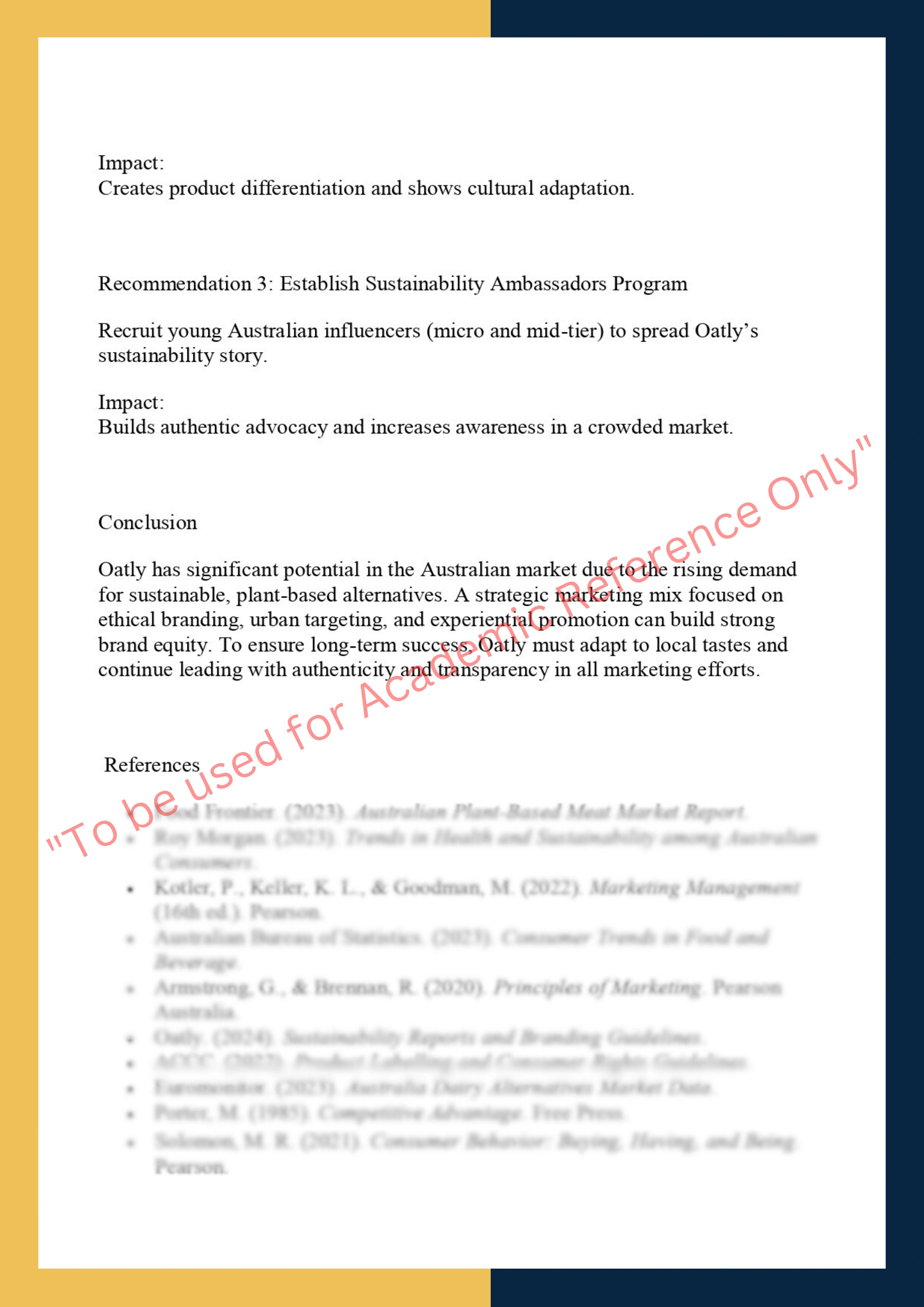 MKTG6001- Marketing Management: Individual Strategic Marketing Report 5
