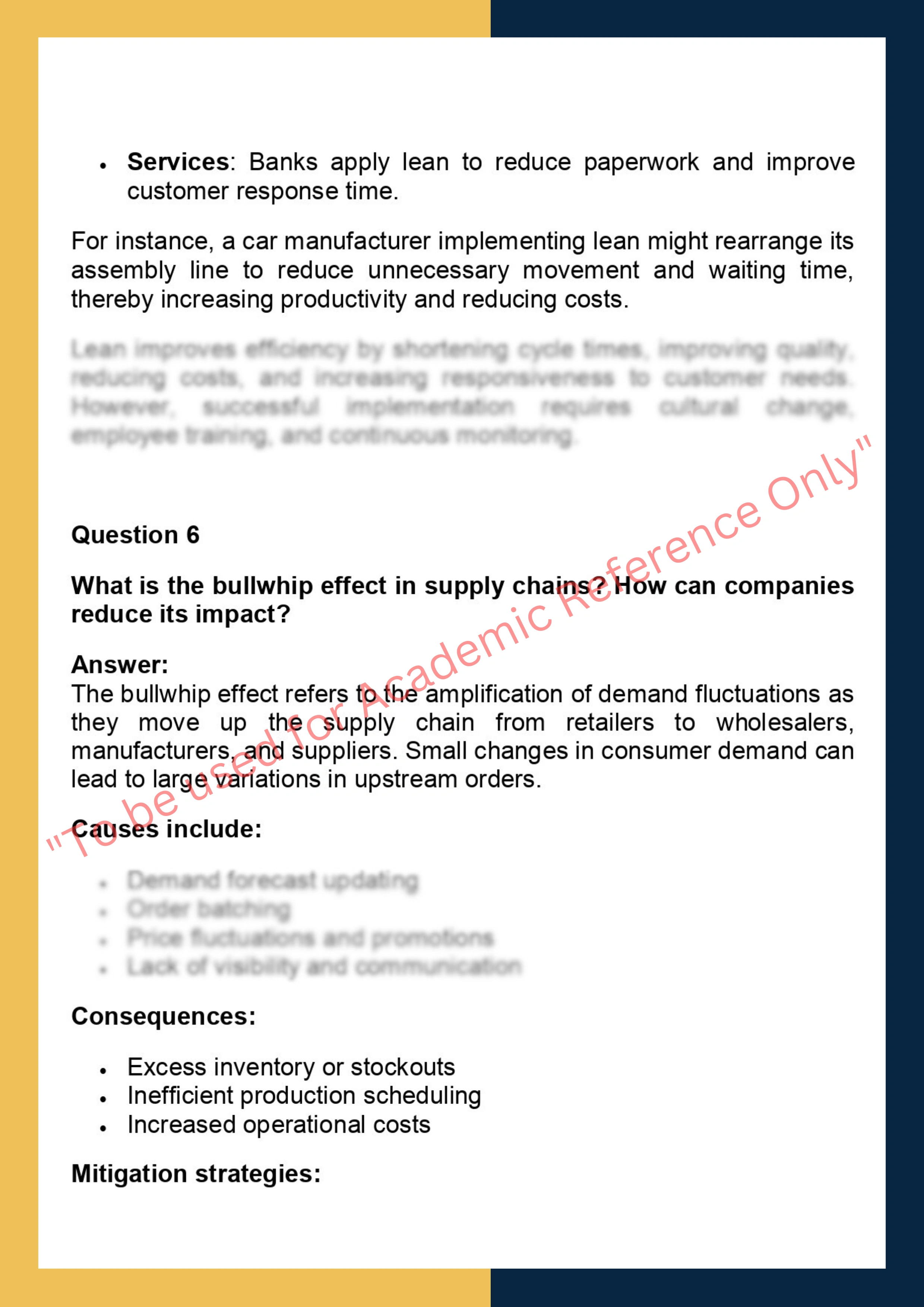 OPSM6010– Operations and Supply Chain  Management 5
