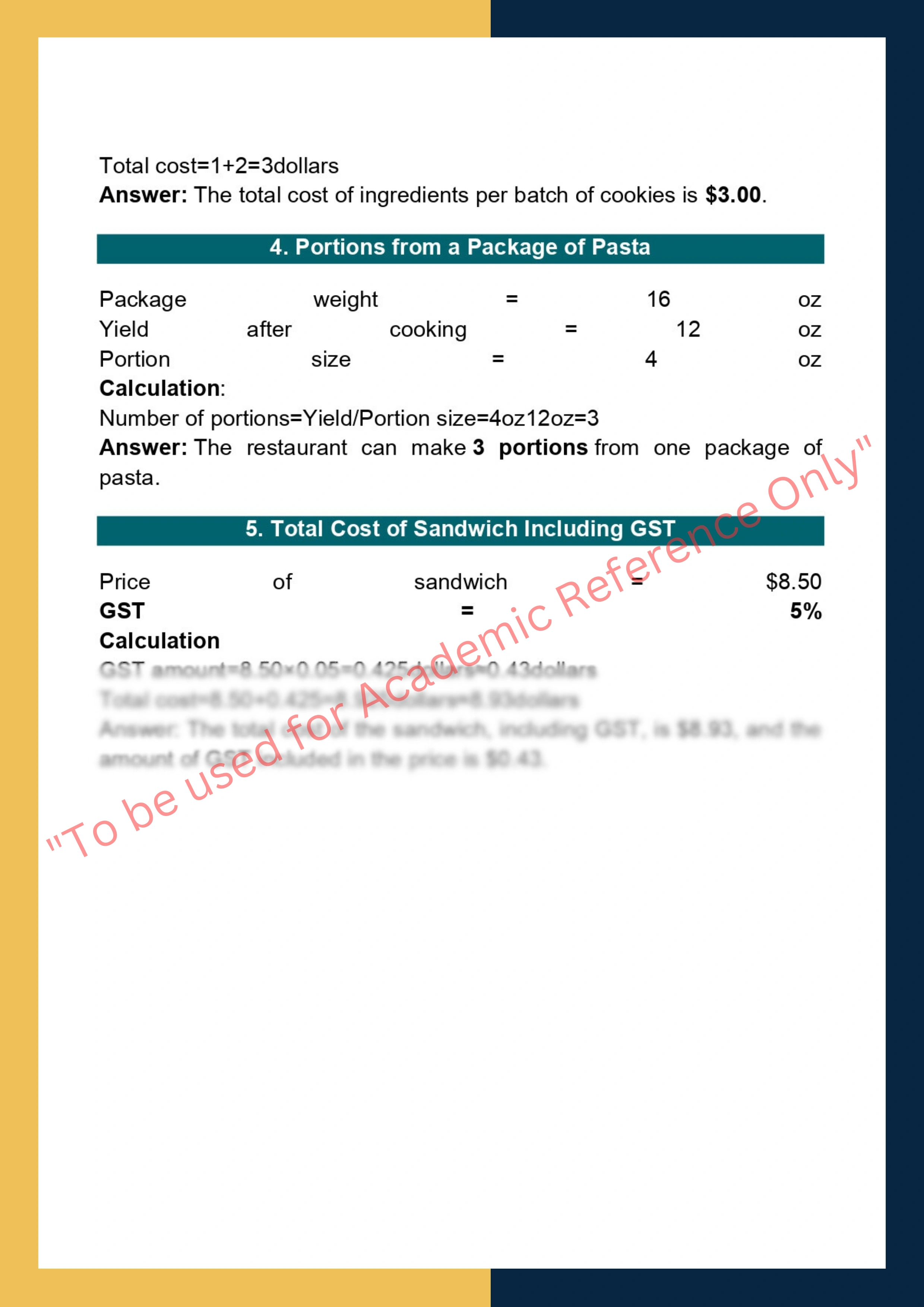 Sample Solution for SITHKOP015 - Design and Cost Menu 5