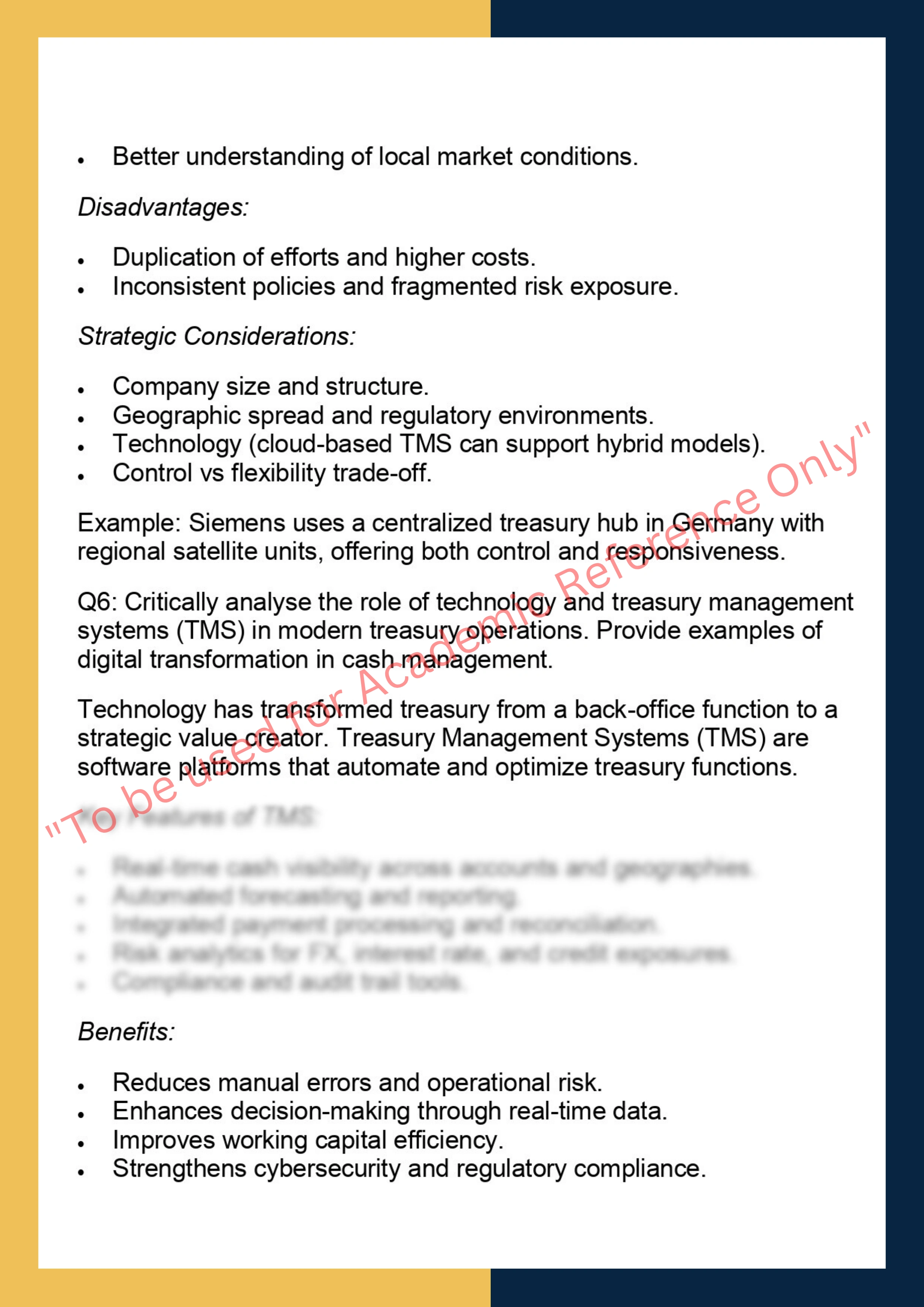 FINC6015 – Treasury & Cash Management 5