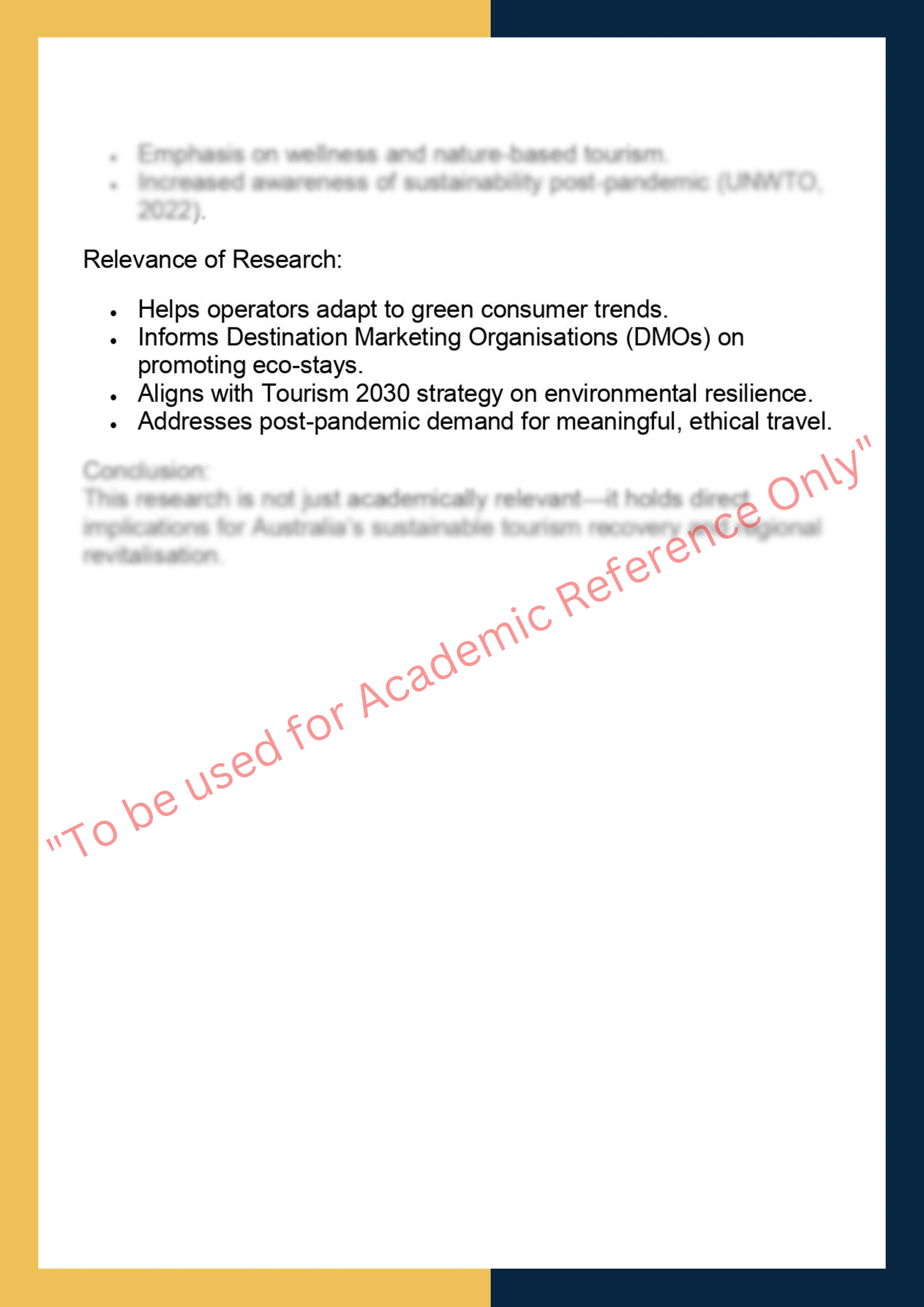 TOUR7001– Tourism & Hospitality Research  Project 5