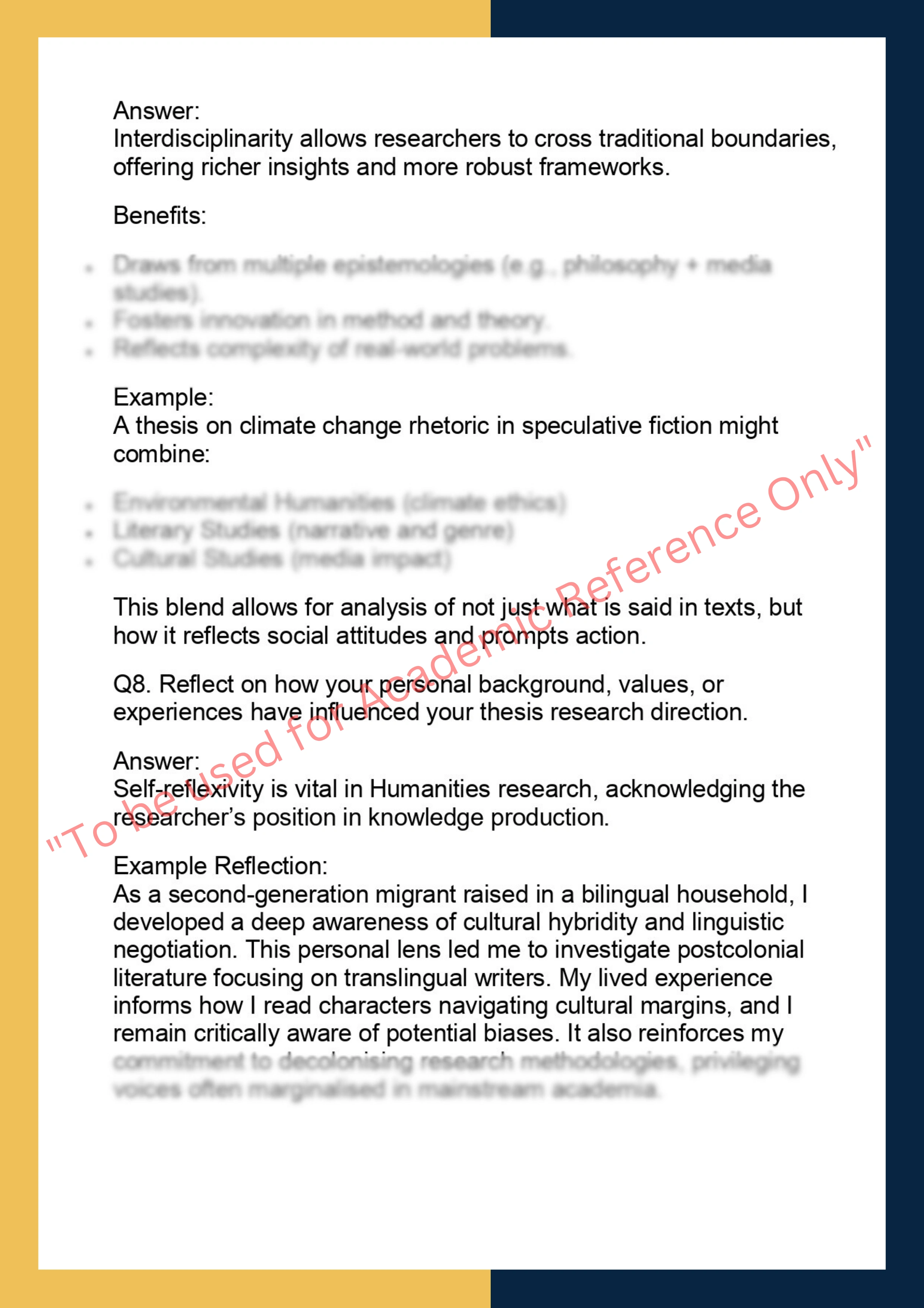 ARTS7000– Arts and Humanities Thesis 5