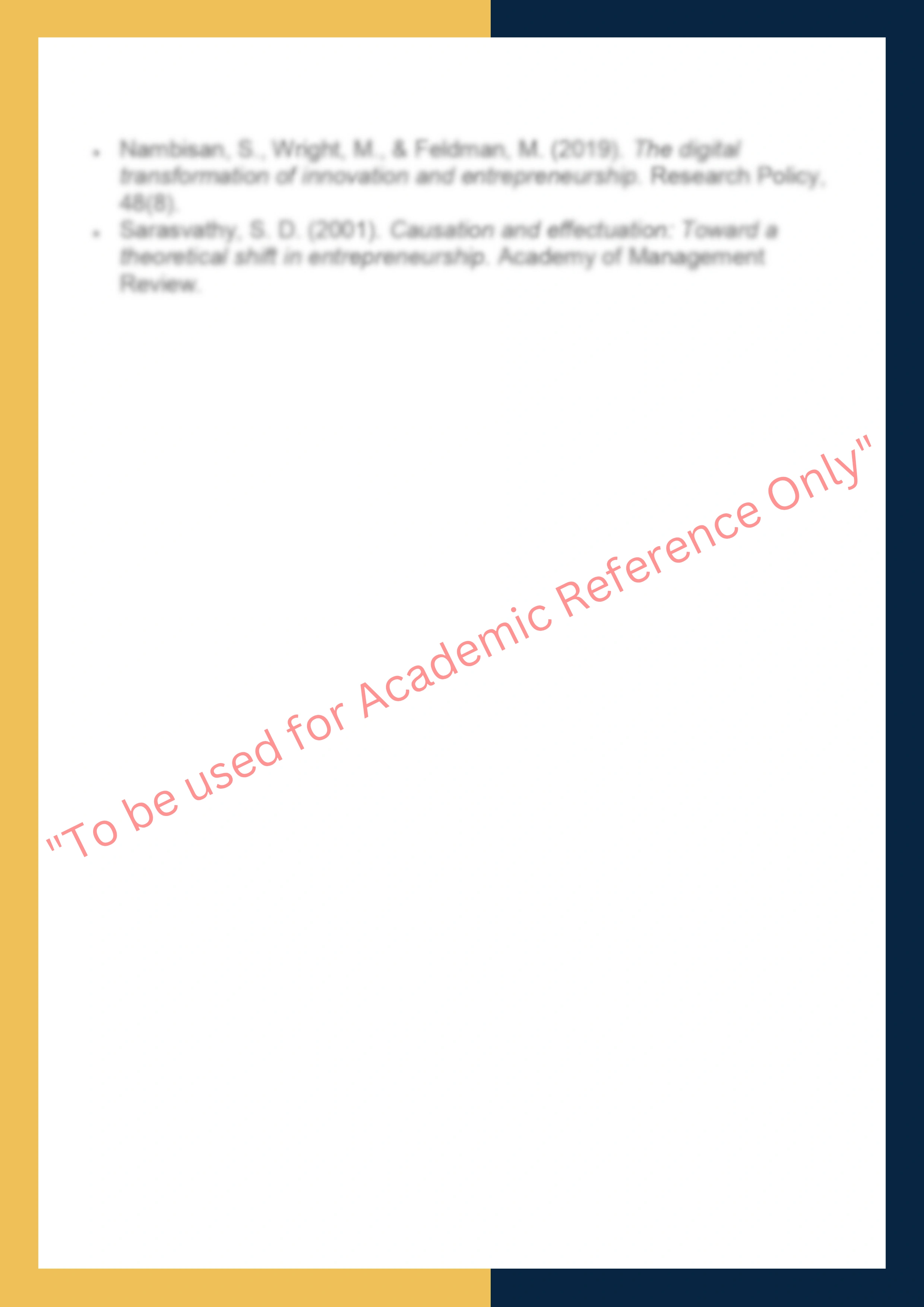INNO7100 – Innovation and Entrepreneurship  Thesis 5