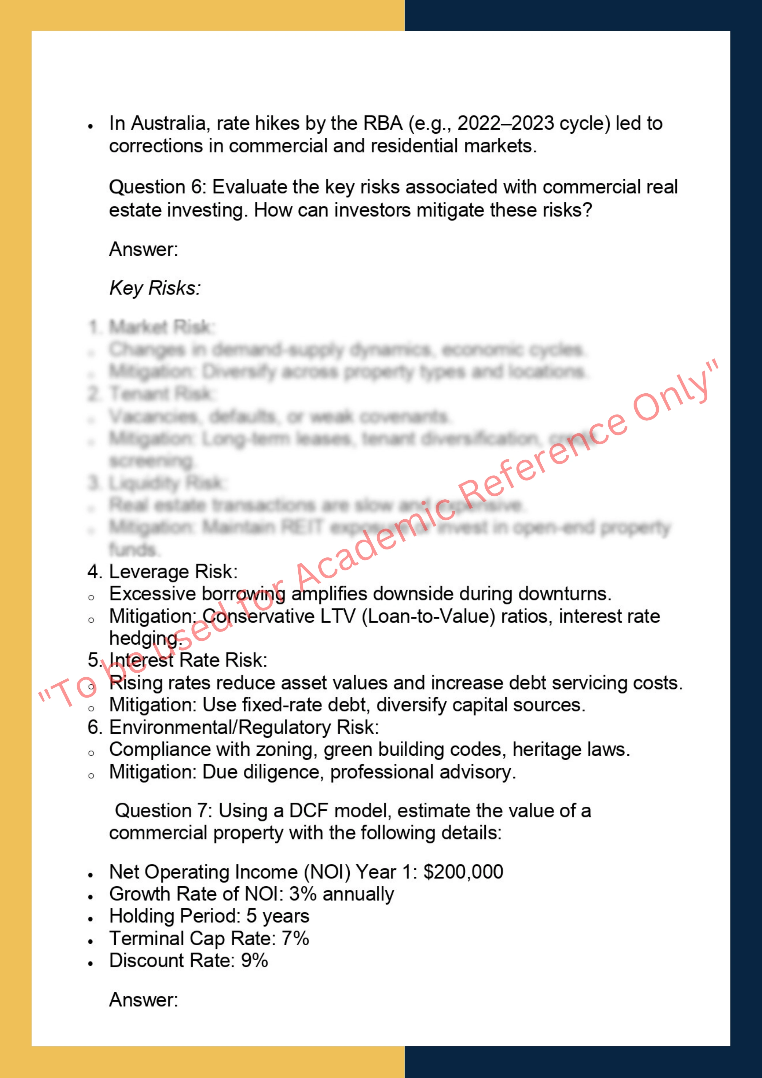 FINC6017 –  Real Estate Finance &  Investment 5