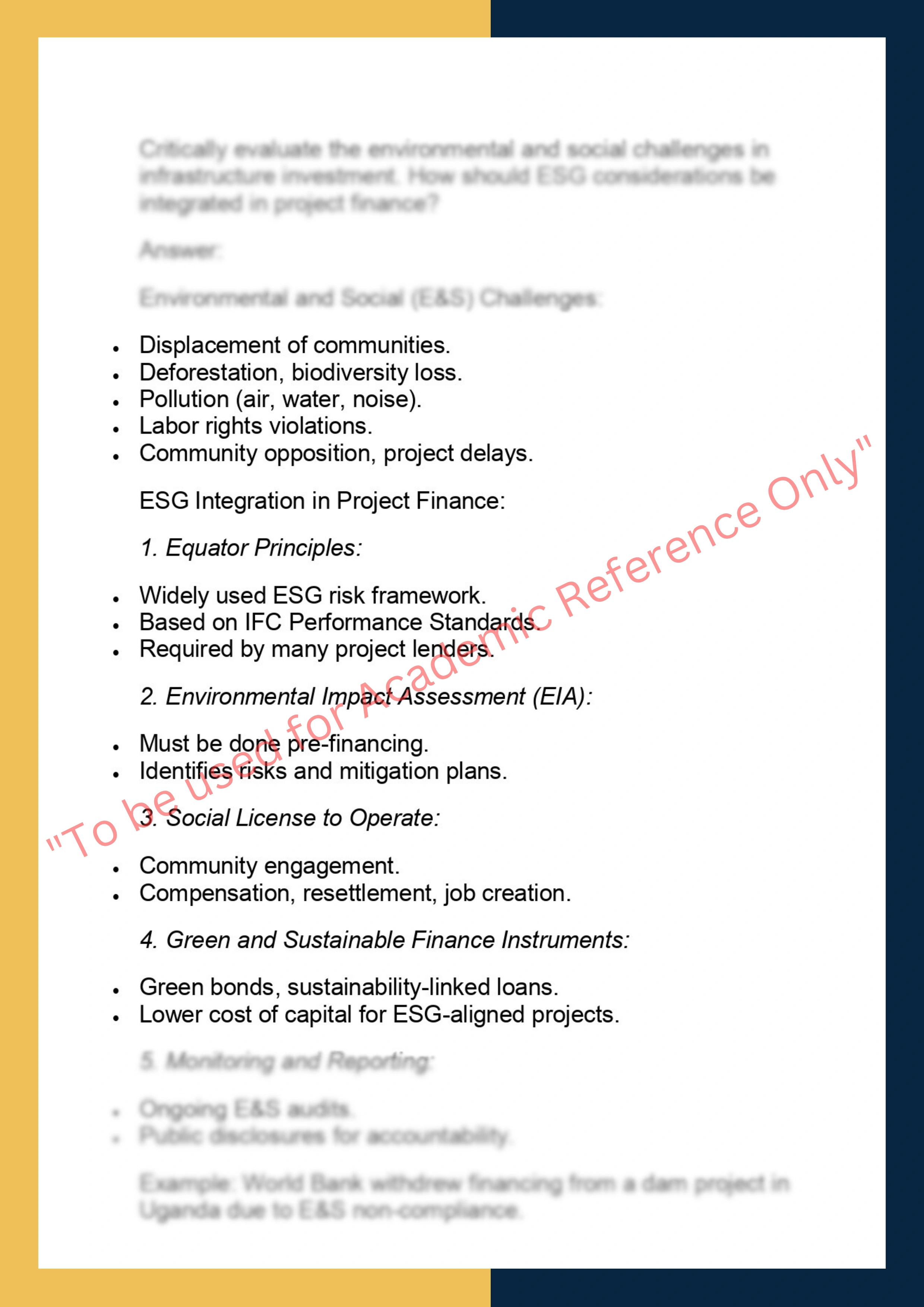 FINC6018 – Project Finance & Infrastructure  Investment 5