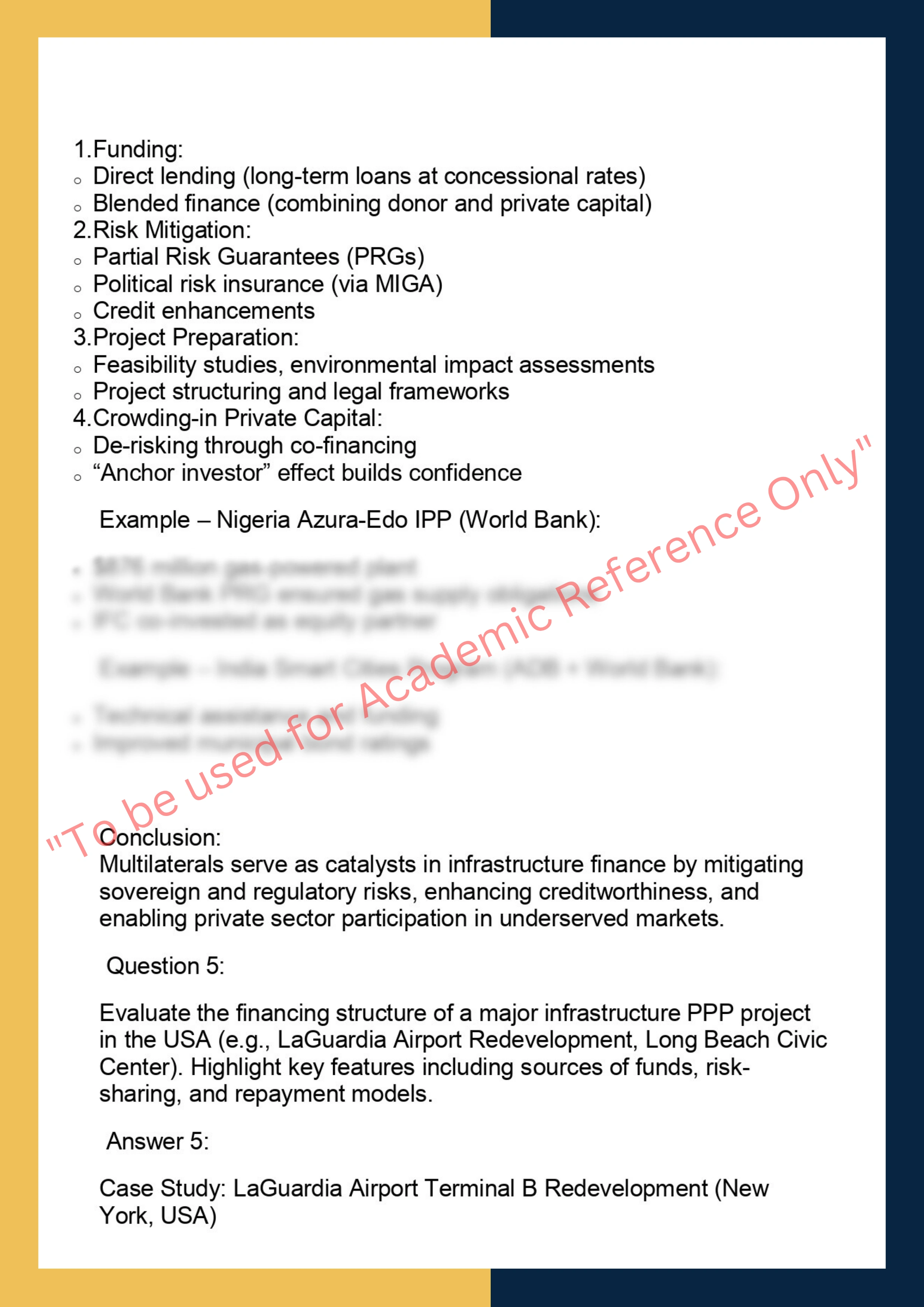 FINC6032 –  Infrastructure Finance and Public- Private Partnerships (PPP) 5