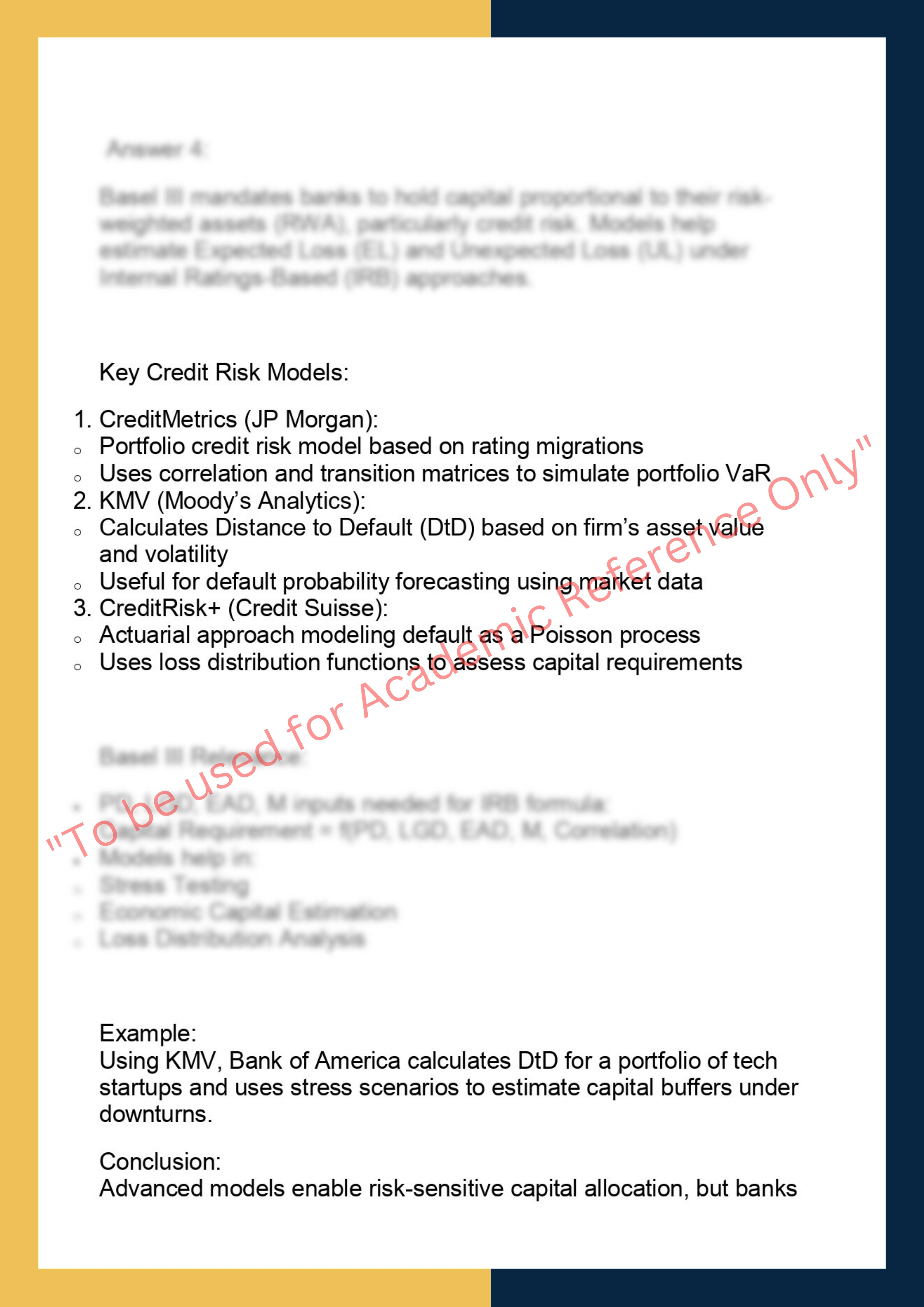 FINC6034 – Credit Risk Analysis and Lending  Decisions 5