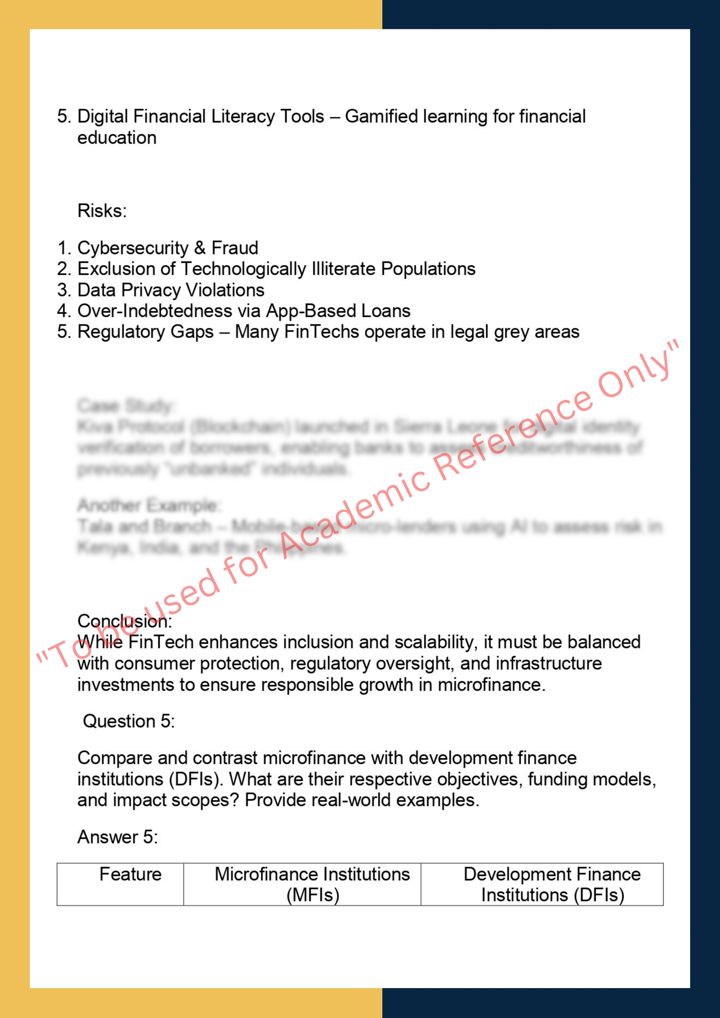 FINC6035 – Microfinance and Development  Finance 5