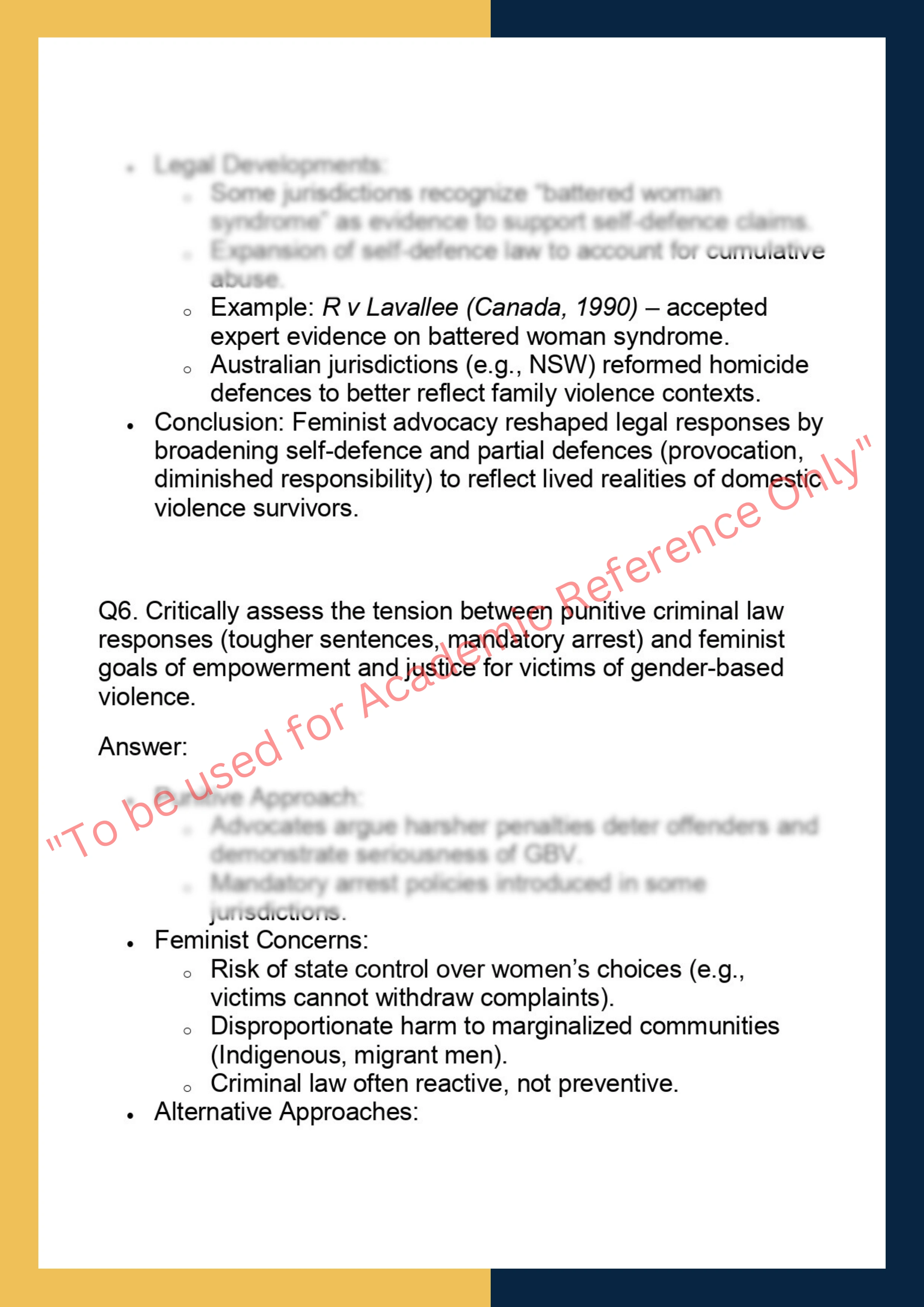 LAWS6034– Gender, Violence and the Criminal  Law 5